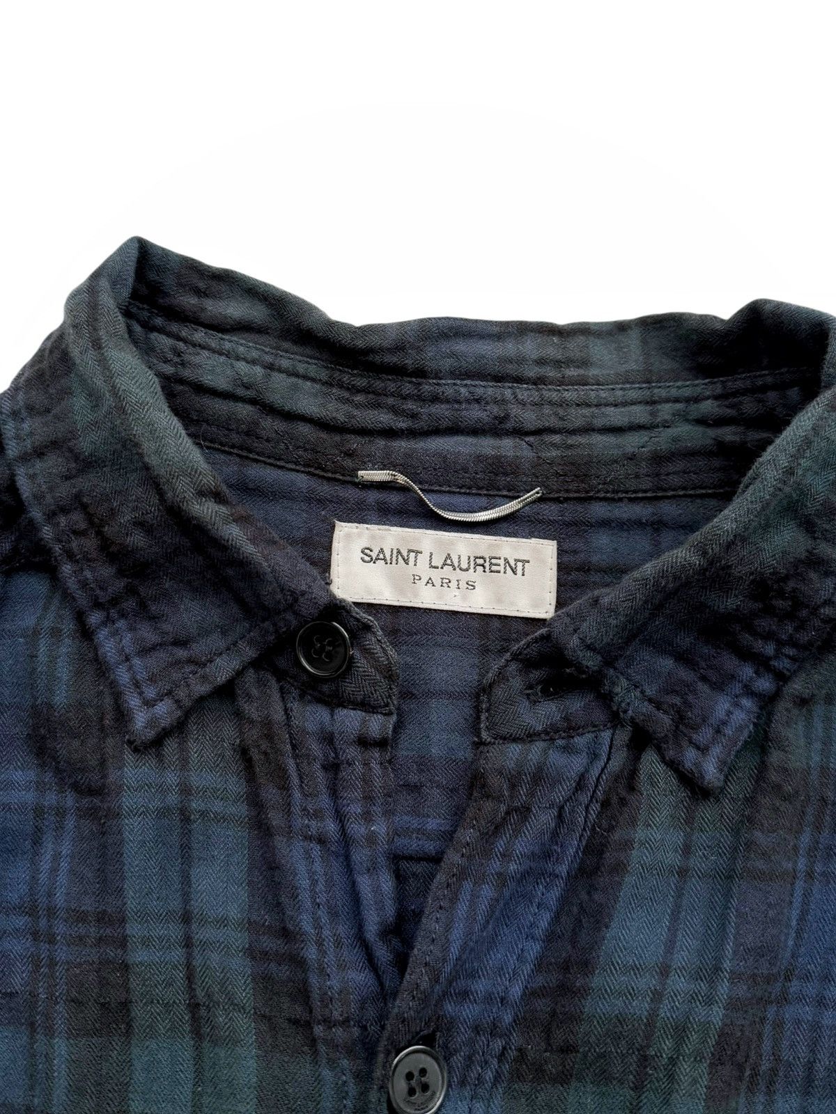 Saint Laurent Paris GRAIL SS16 Hedi Surf Sounds Bleach Distressed Flannel Size US XL / EU 56 / 4 - 4 Thumbnail