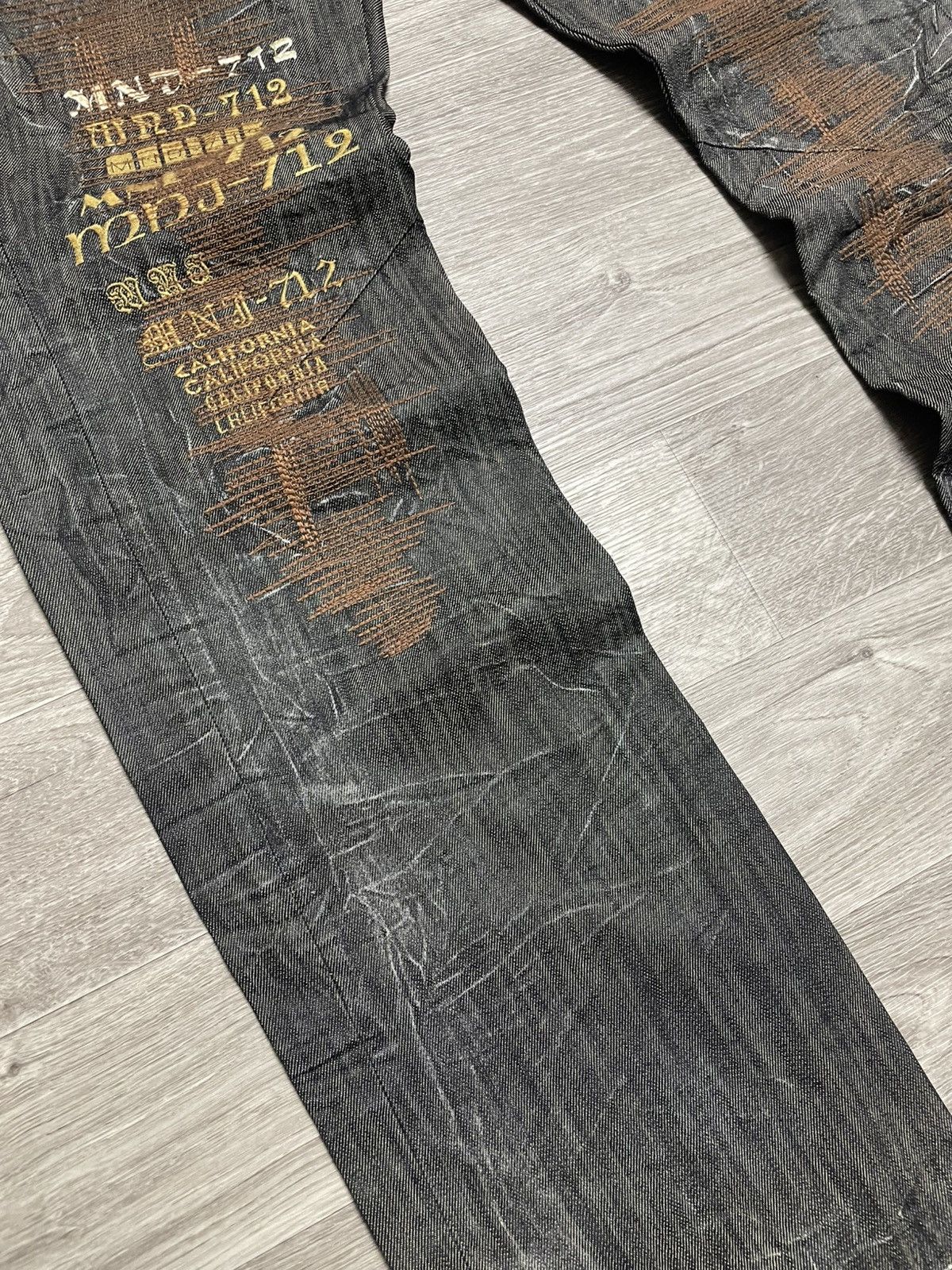 Other Vintage Mondo Distressed Skull Graphic Patchwork Jeans Denim Size US 36 / EU 52 - 5 Thumbnail