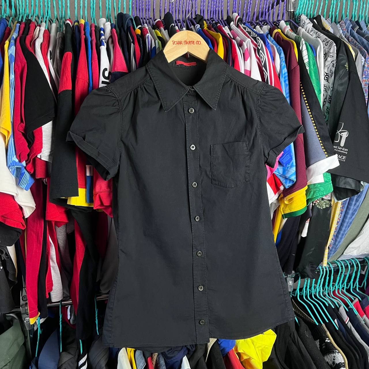 Prada Vintage Womens Prada Short Sleeve Black Button Shirt Size M / US 6-8 / IT 42-44 - 2 Thumbnail