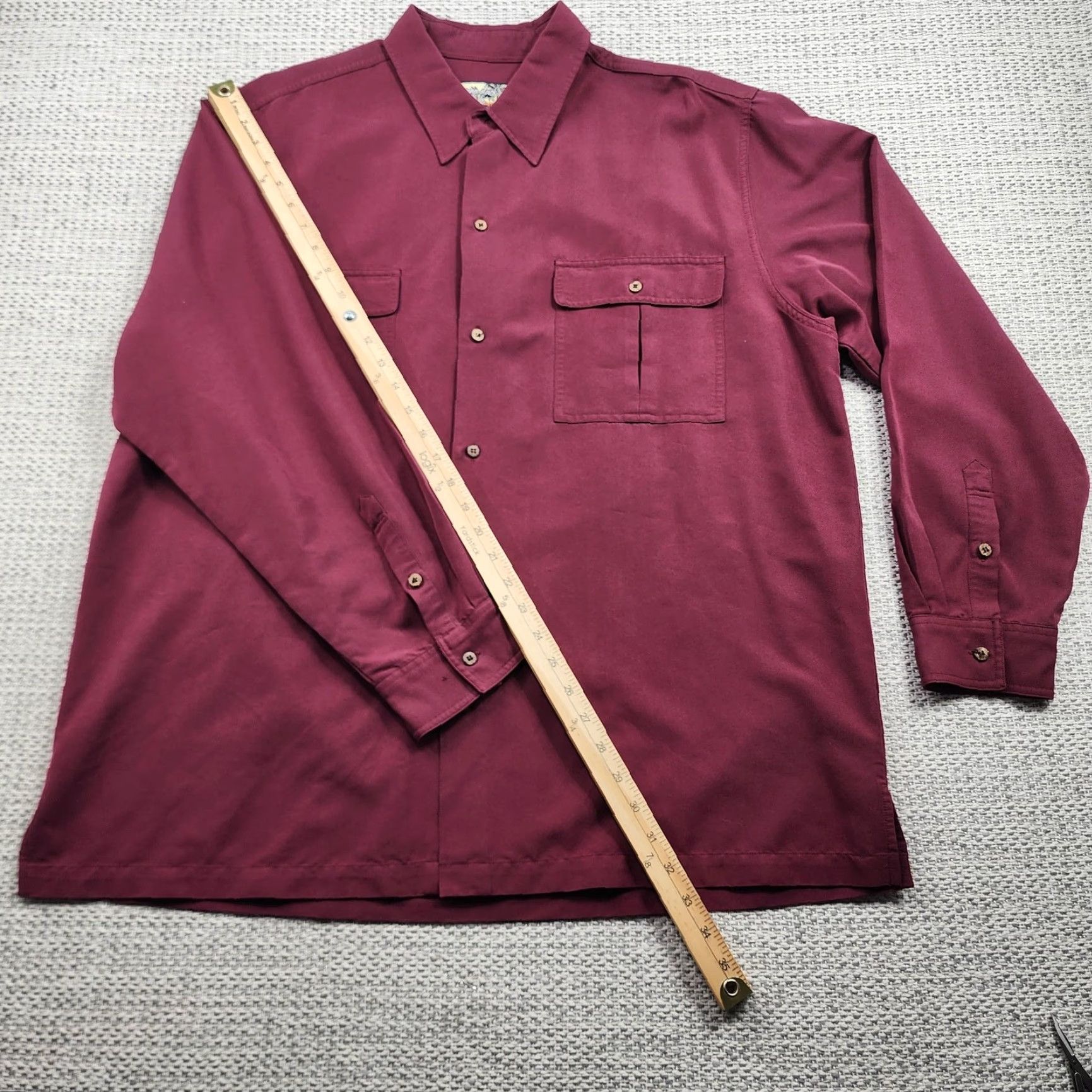 Vintage Havana Jack Cafe Shirt Mens XL Button-Up Long Sleeve Pockets Red Solid Size US XL / EU 56 / 4 - 7 Thumbnail