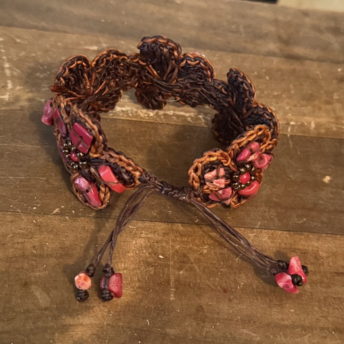 Other Woven waxed cord and coral flower bracelet Size ONE SIZE - 3 Thumbnail