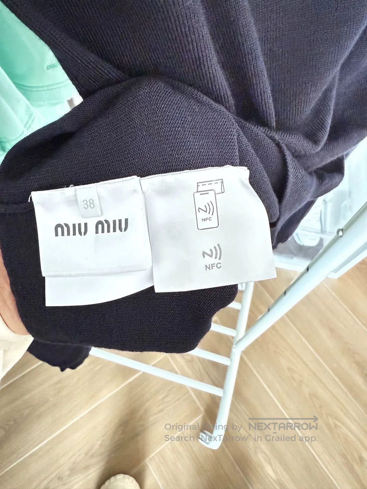 Miu Miu Miu Miu Off-Shoulder Reversible Blue Sweater. Size S / US 4 / IT 40 - 8 Thumbnail