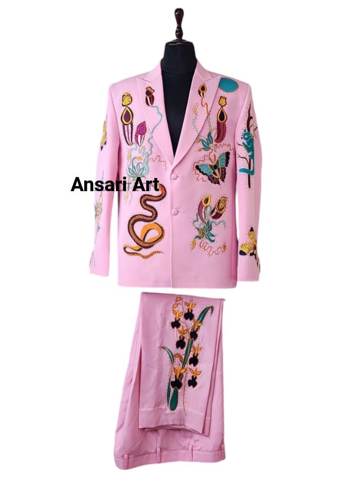 Other Men 2PC Customized snake embroidery cocktail prom outfit Size 46R - 2 Thumbnail