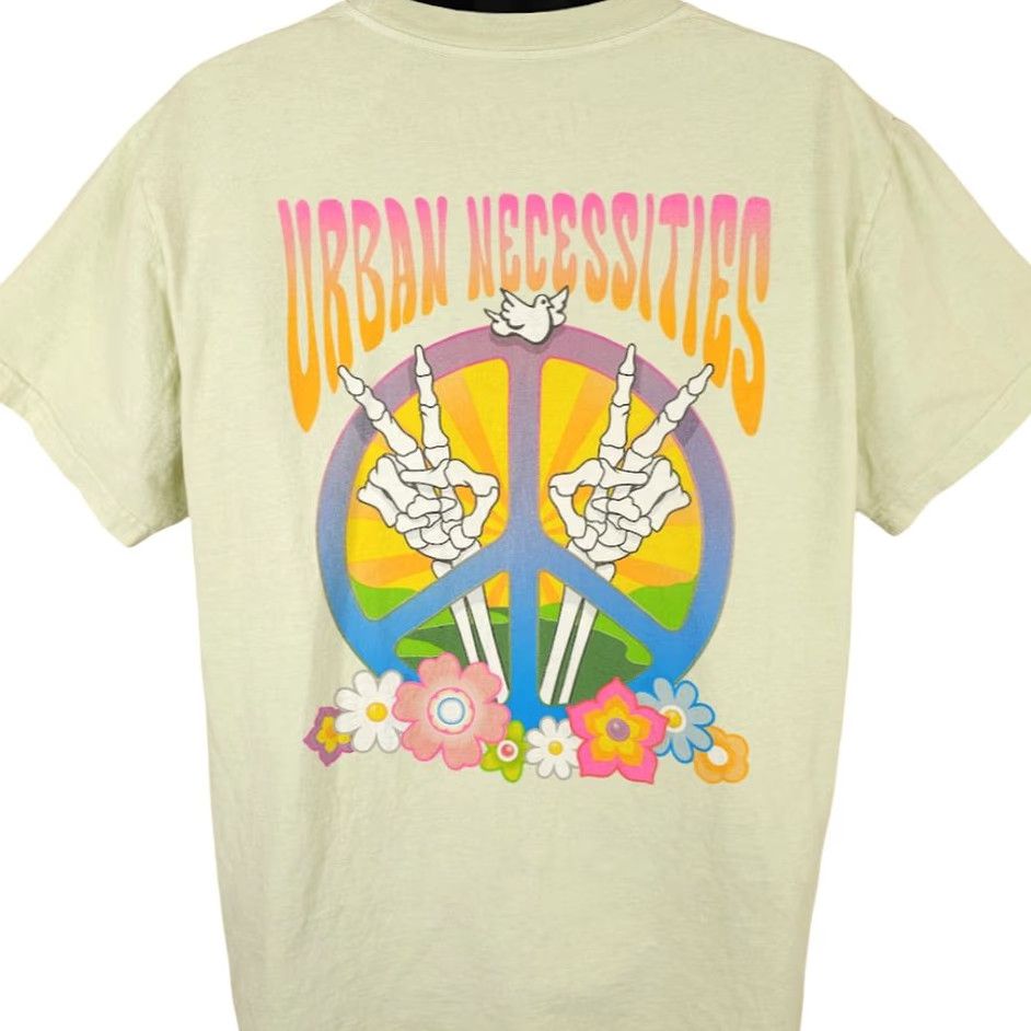 Vintage VINTAGE Skeleton Peace Sign Symbol T Shirt Mens XL Green Urban Necessities USA Size US XL / EU 56 / 4 - 4 Thumbnail