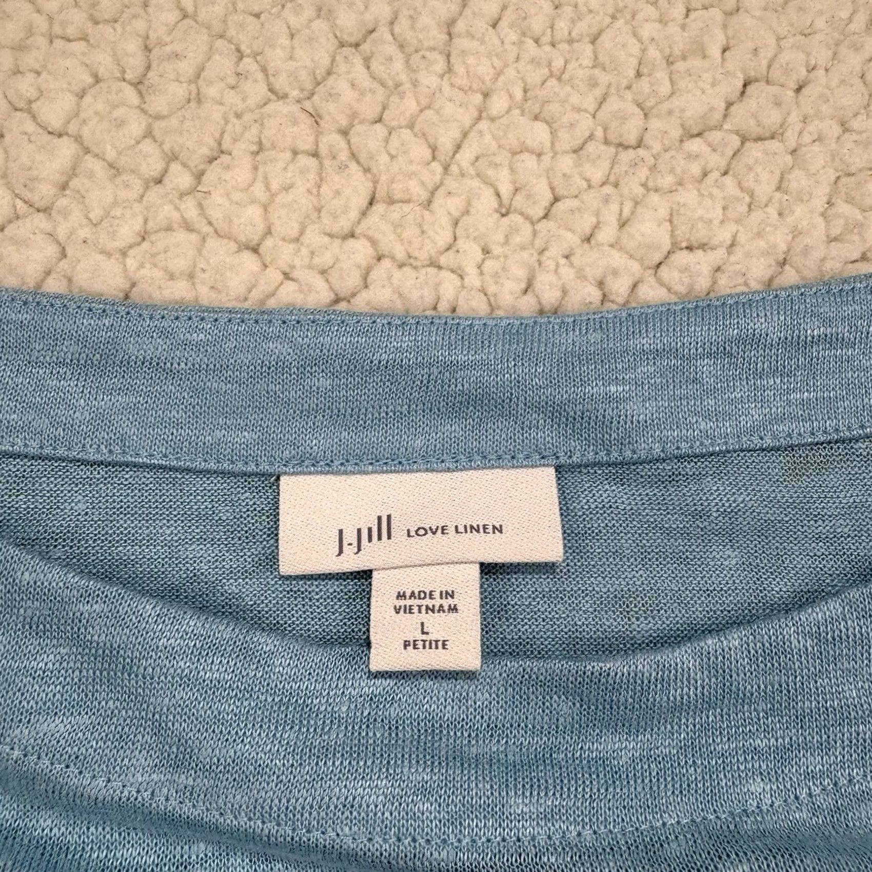 J. Jill J. Jill Blouse Tunic 3/4 Sleeve Linen Blue Layered Look Petite Women Size L / US 10 / IT 46 - 3 Thumbnail