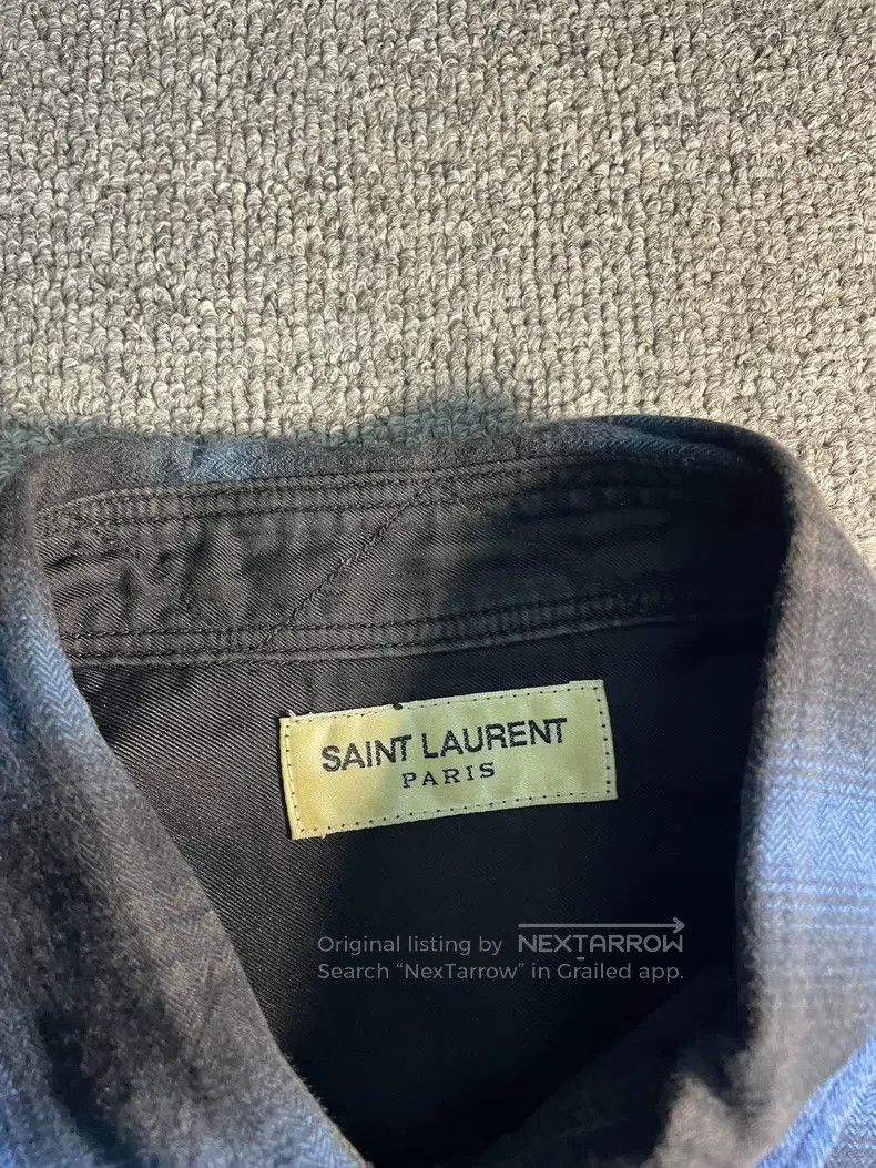 Saint Laurent Paris Saint Laurent Paris Blue and Black Ombre Hem Fringe Distre Size US XL / EU 56 / 4 - 4 Thumbnail