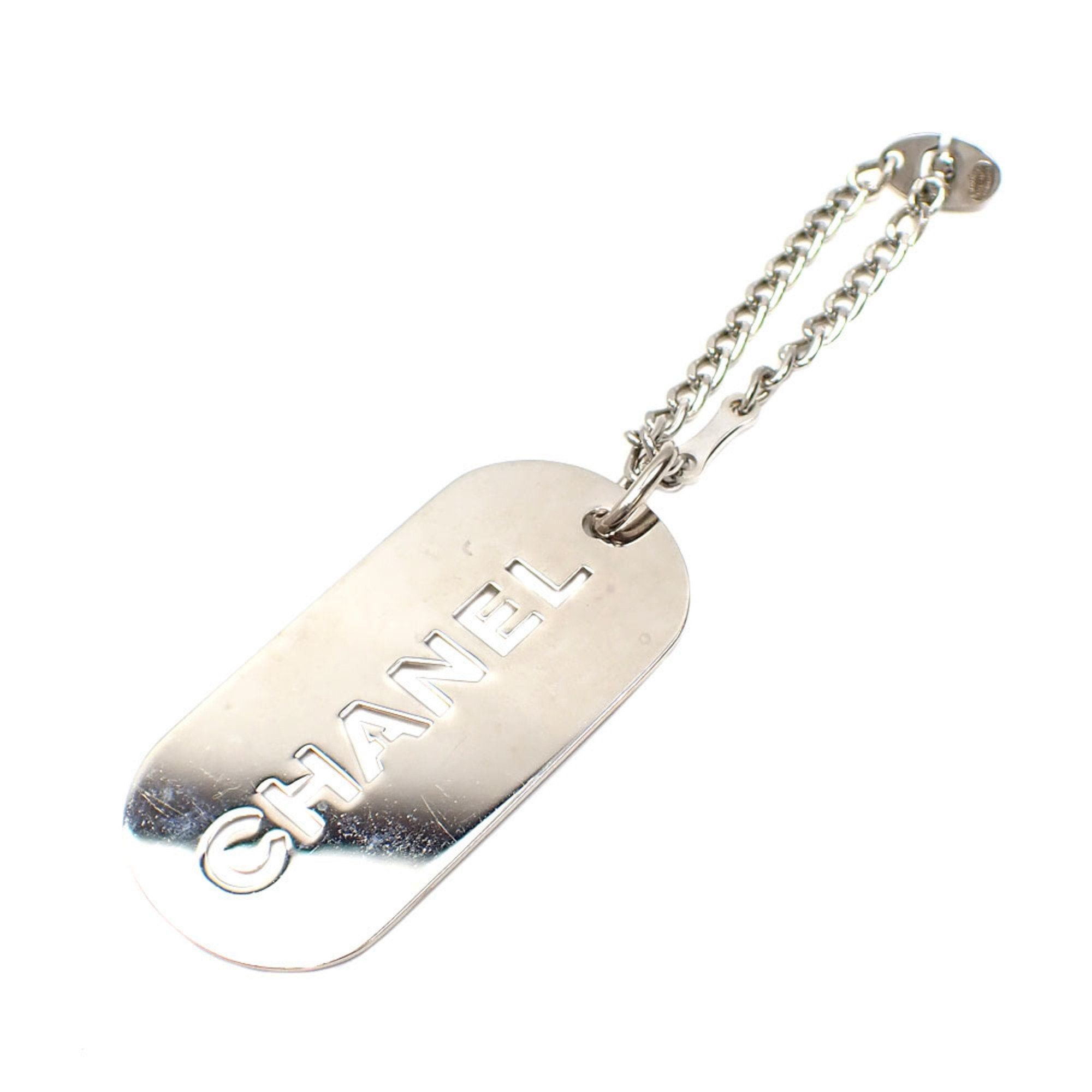 image of Chanel Keychain Silver Women's Men's Dog Tag Metal 04V