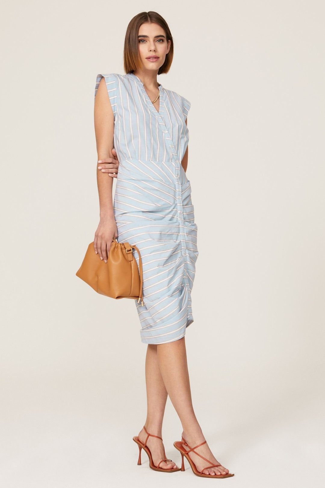 Veronica Beard Veronica Beard Blue White Striped Ruched Shirt Dress​ Size M / US 6-8 / IT 42-44 - 1 Thumbnail