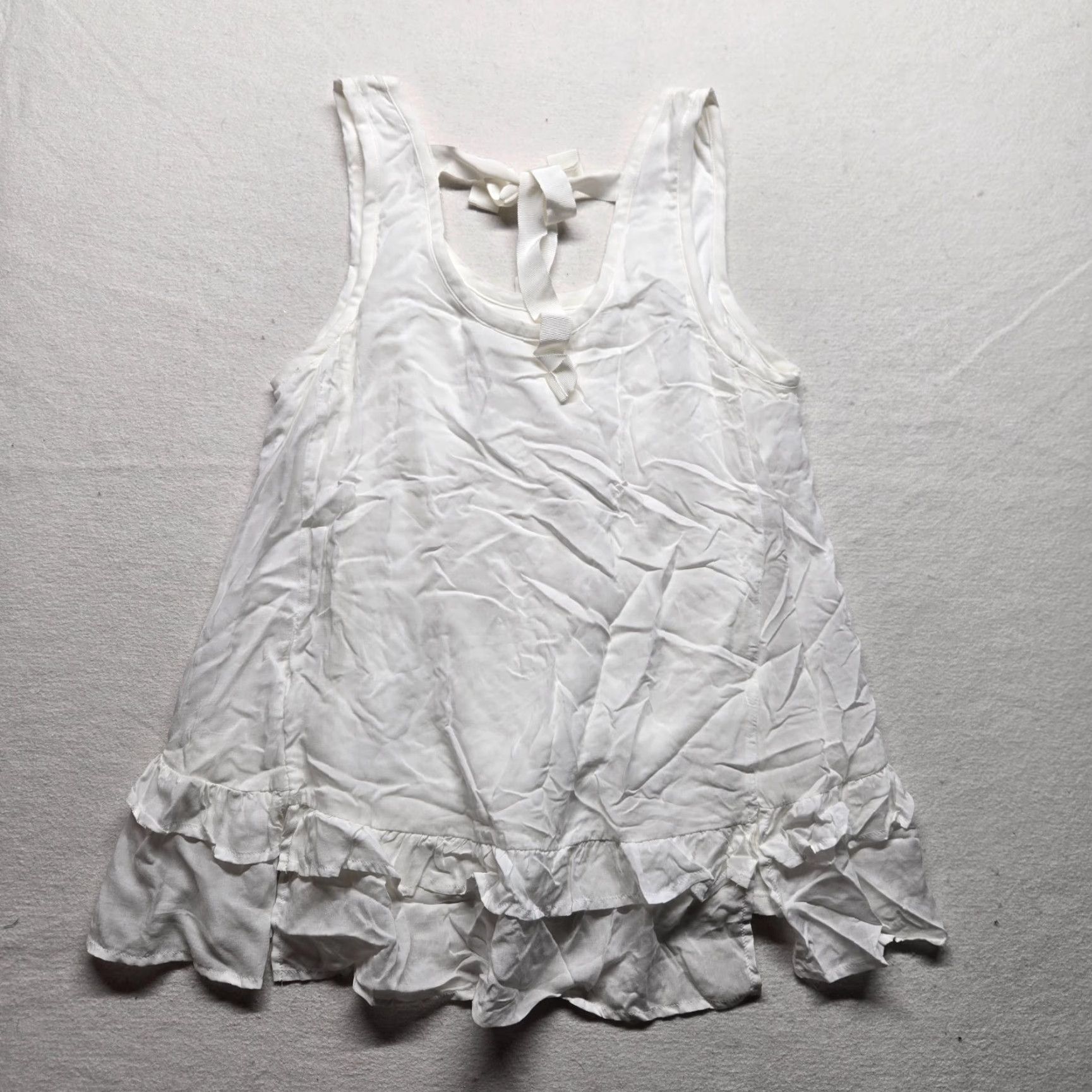 Vintage White Sleeveless Tank Top Shirt for Women, Size L, 100% Rayon, Business Casual Workwear Size L / US 10 / IT 46 - 7 Thumbnail