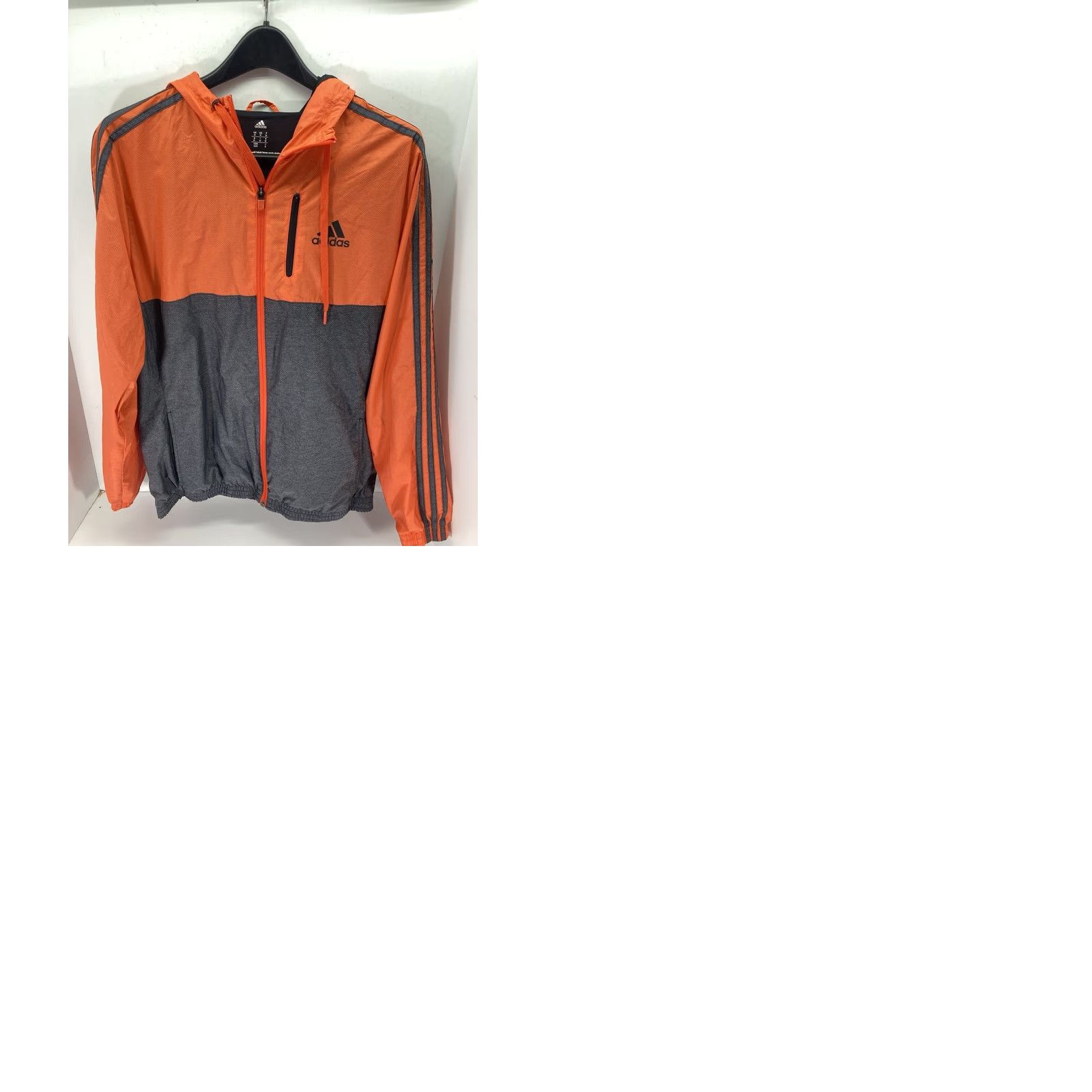 Adidas Adidas Track Jacket Men M Gray Full Zip Hood Nylon Lined Casual Orange Size US M / EU 48-50 / 2 - 9 Thumbnail