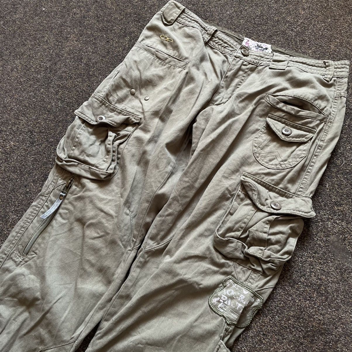 Vintage Y2K Baggy Cargo Pants Distressed Thrashed Streetwear Logo M Size 32" / US 10 / IT 46 - 6 Thumbnail