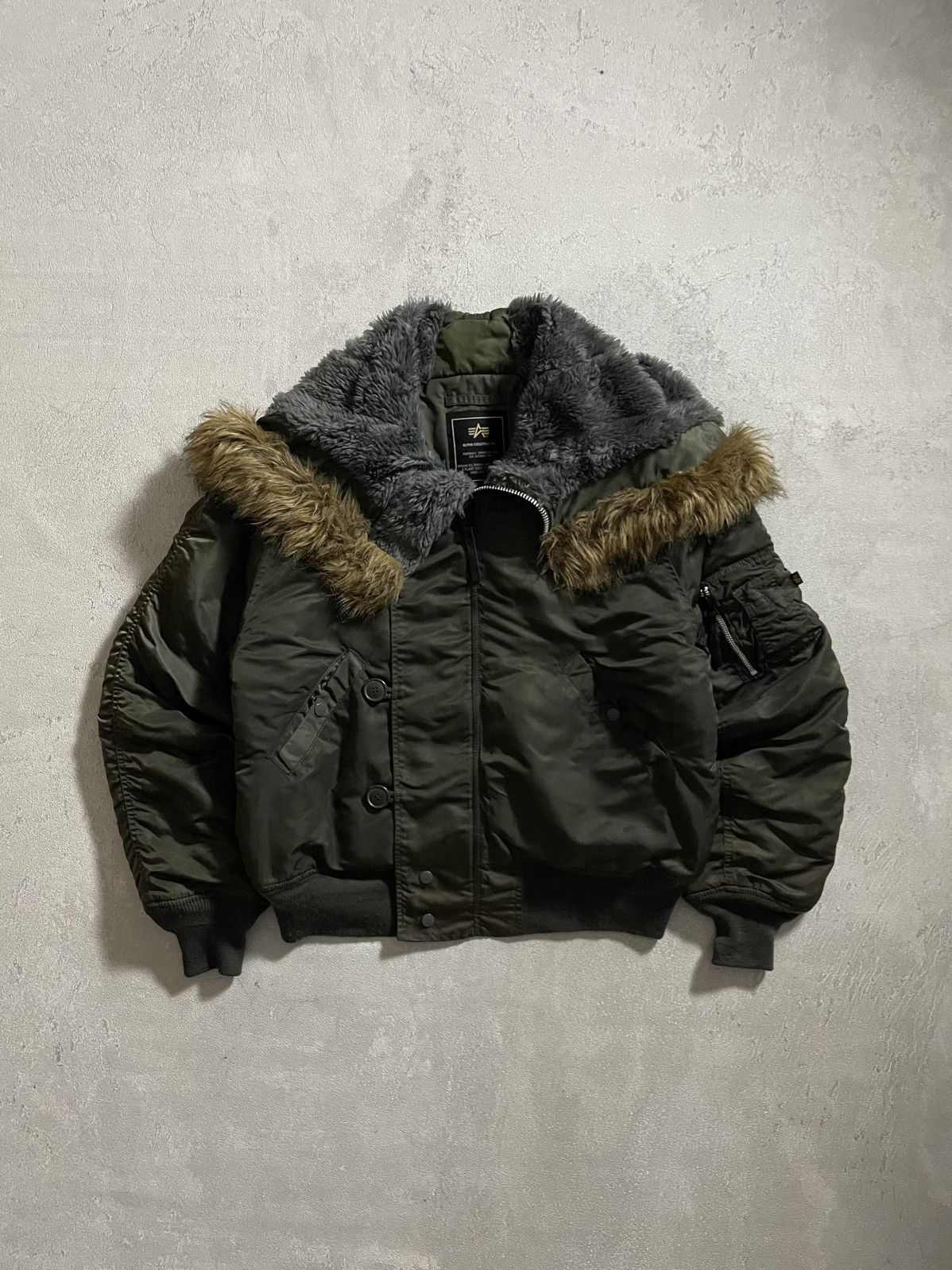 Vintage Alpha Industries N-2B Attached Hood Bomber Jacket