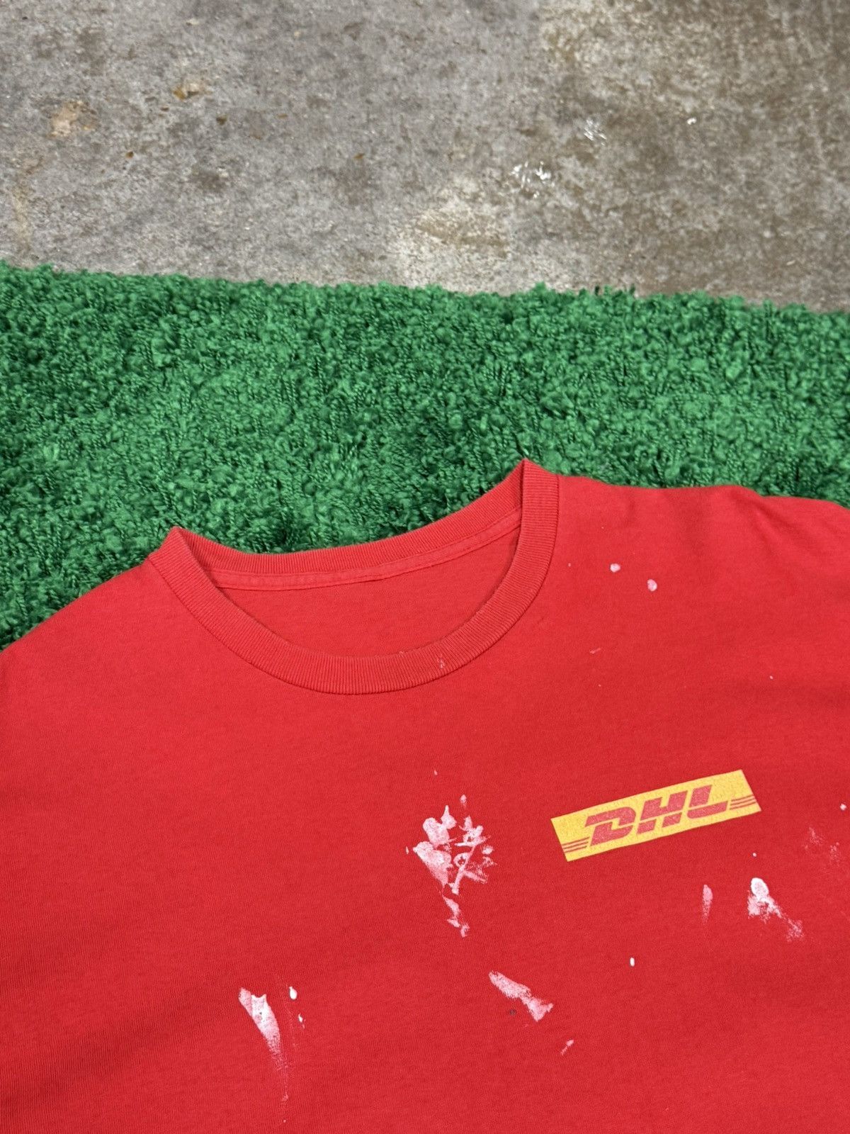 Vintage Vintage Distressed DHL Logo Tee Red 2XL XXL Paint Splatter Size US XXL / EU 58 / 5 - 4 Thumbnail