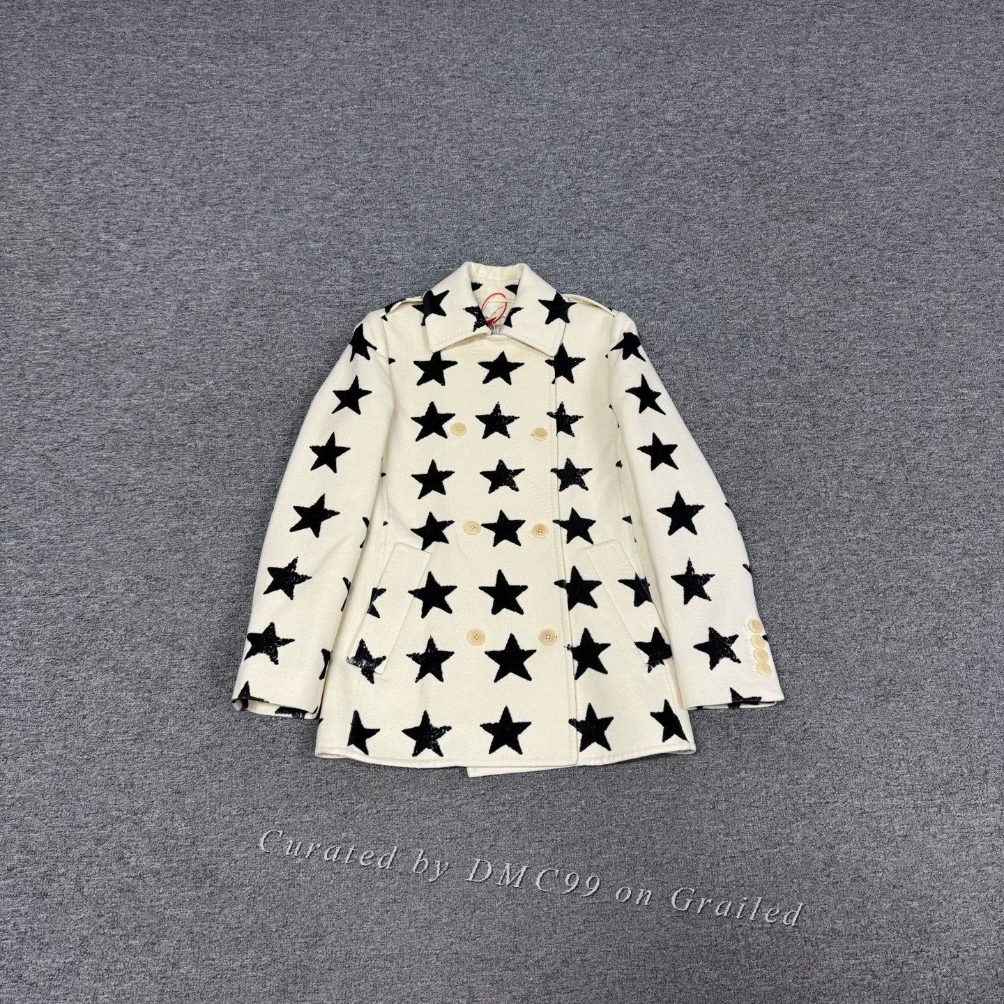 Max Mara MaxMara Beige Star Print Wool Coat Size XXS / US 00 / IT 34 - 1 Thumbnail