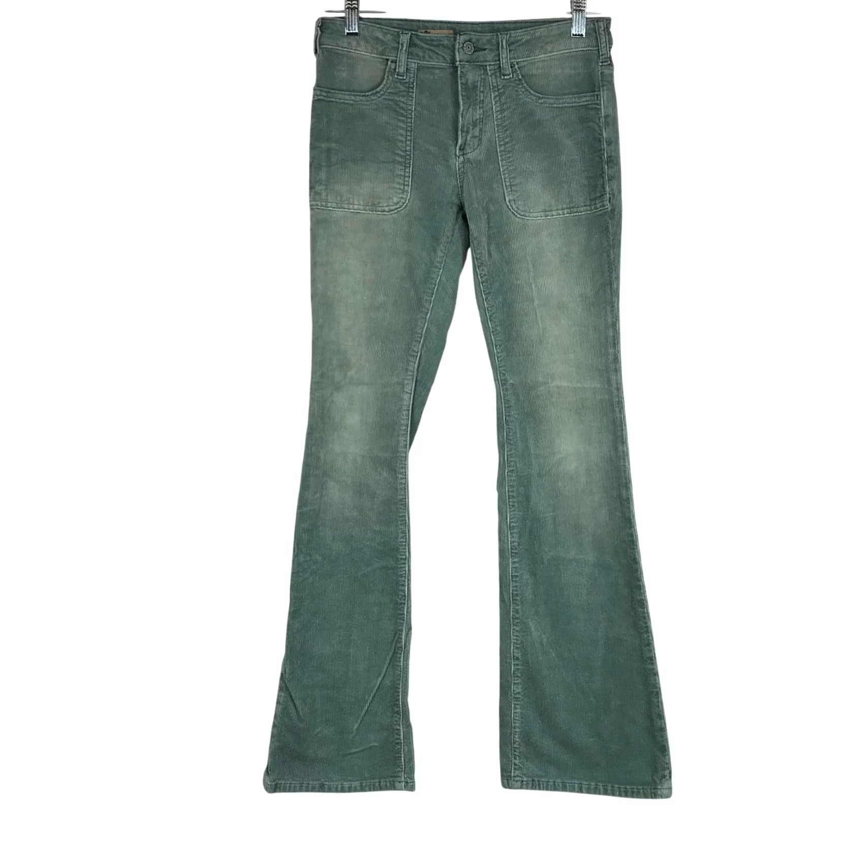 Vintage VINTAGE Pilcro and the Letterpress Corduroy Flare Pants Green 25 Front Patch Pockets Slim Flare Womens Size 42" / US 20 - 2 Thumbnail