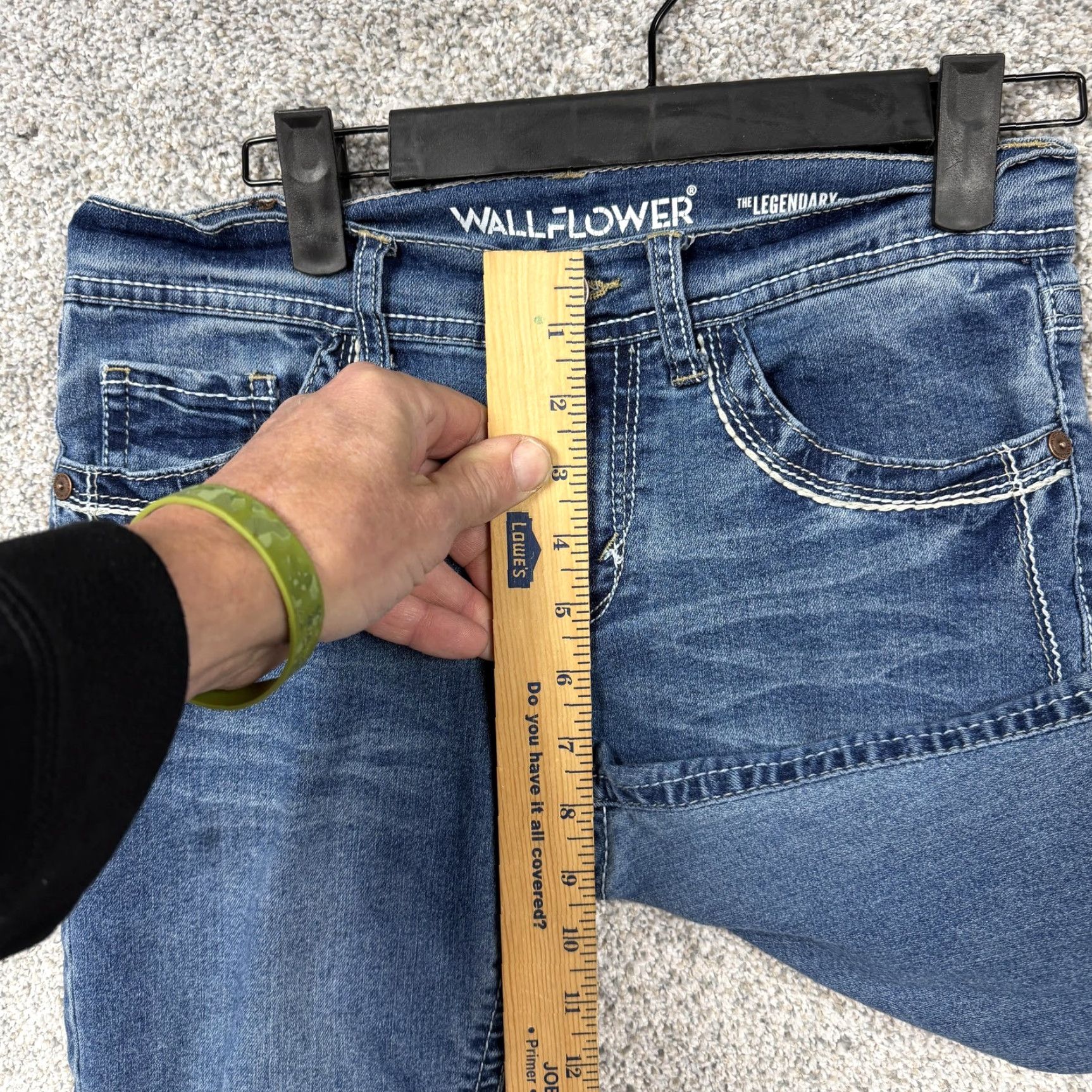 Vintage WallFlower Jeans Juniors 5 Short Blue Bootcut Stretch Embroidered Pockets Jeans Small Blue Back Pocket Embroidered Size 27" / US 4 / IT 40 - 6 Thumbnail