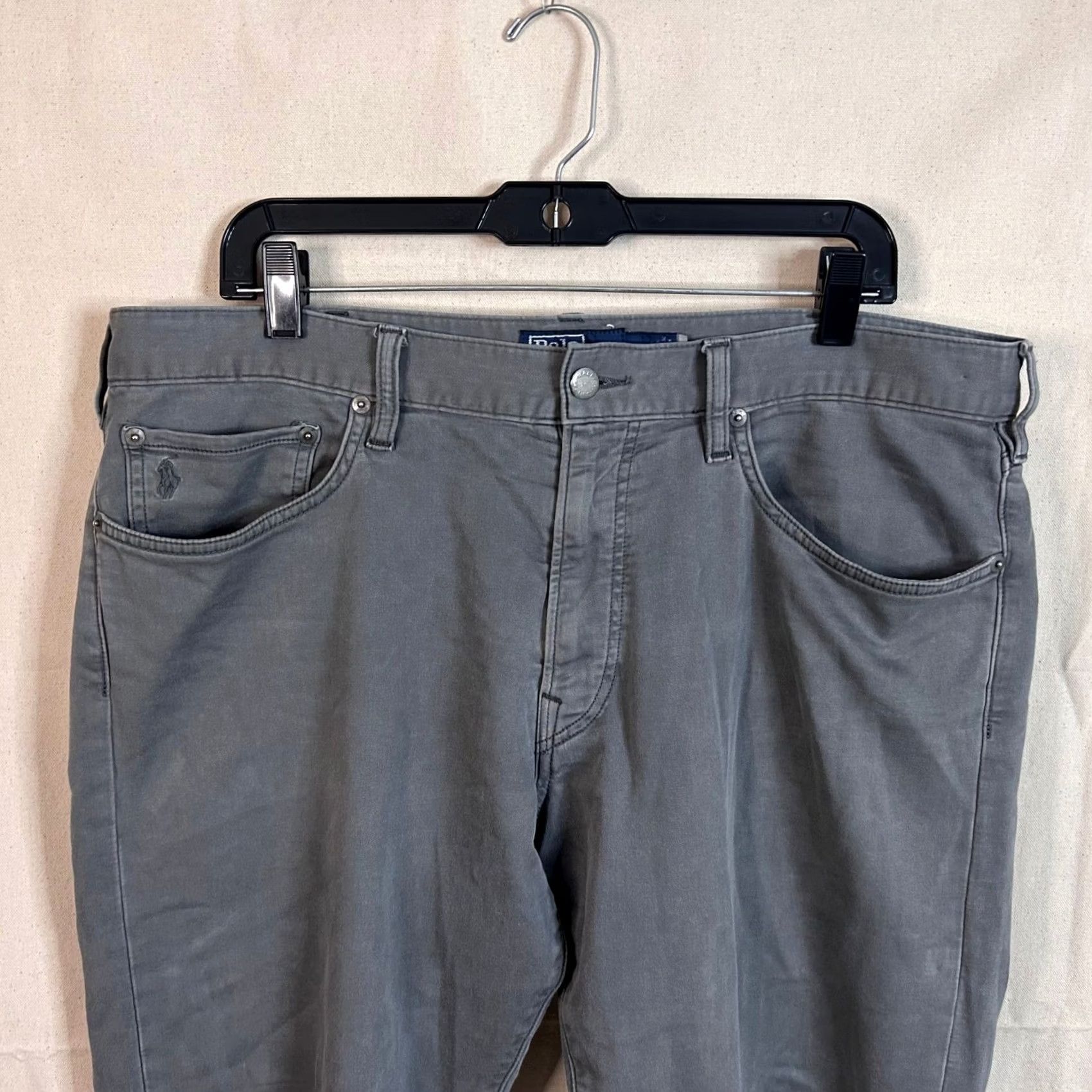 Polo Ralph Lauren Polo Ralph Lauren Gray Solid Cotton Slim Fit Five Pocket Chino Pants 36x32 Mens Size US M / EU 48-50 / 2 - 3 Thumbnail
