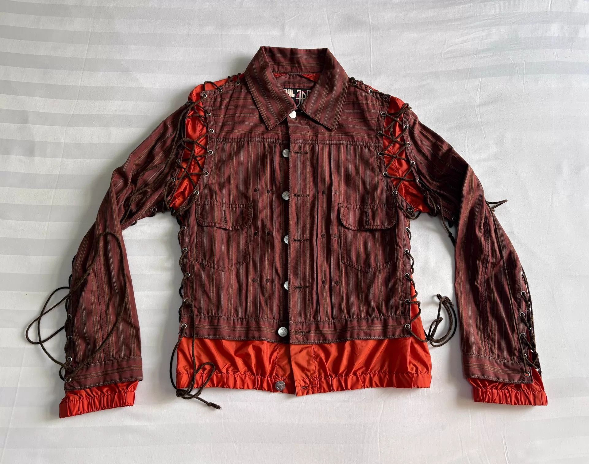 Jean Paul Gaultier Red Striped Lace-Up Jacket Size M Size US M / EU 48-50 / 2 - 1 Thumbnail