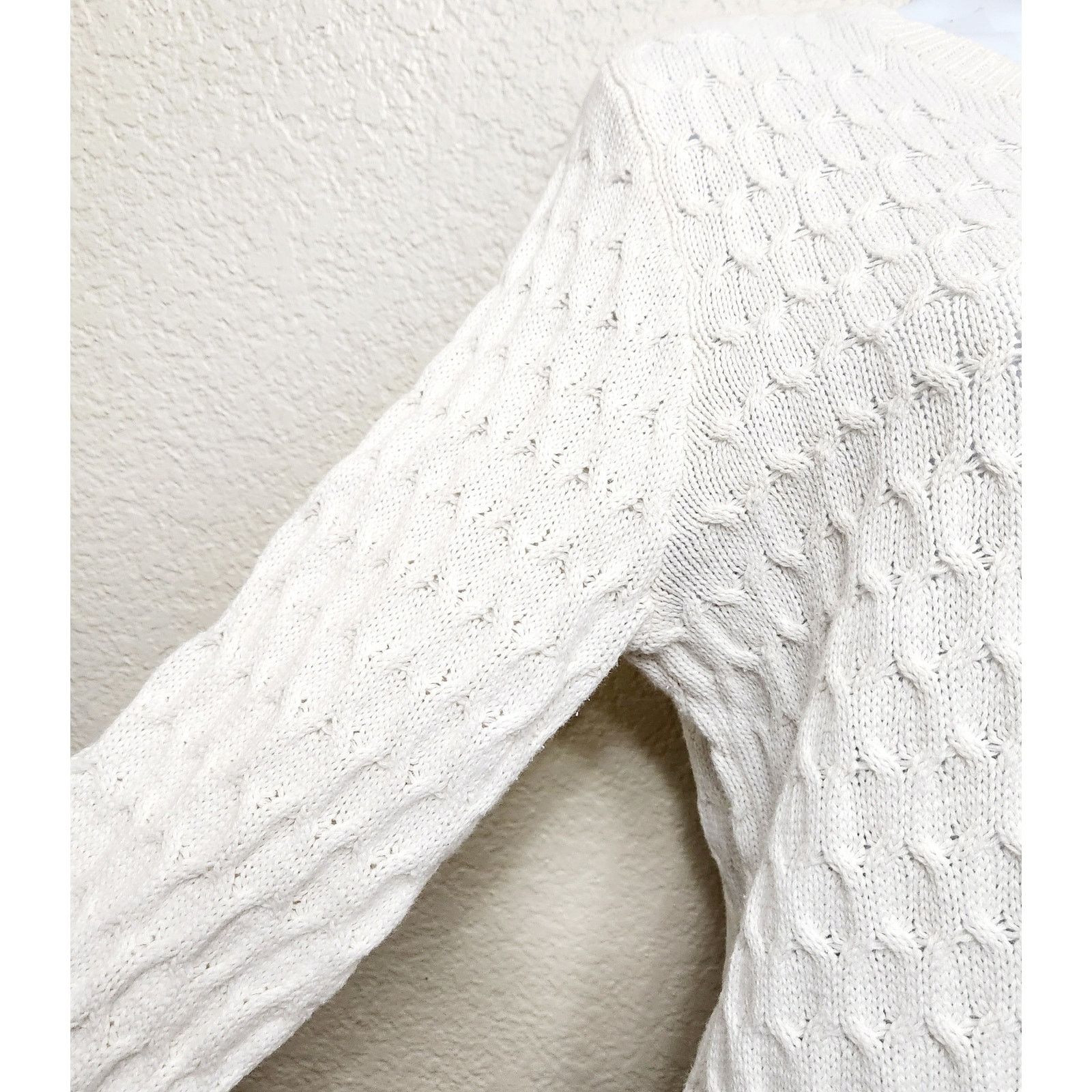 Croft & Barrow Croft & Barrow White Cable Knit Long Sleeve Sweater Medium Size M / US 6-8 / IT 42-44 - 2 Thumbnail