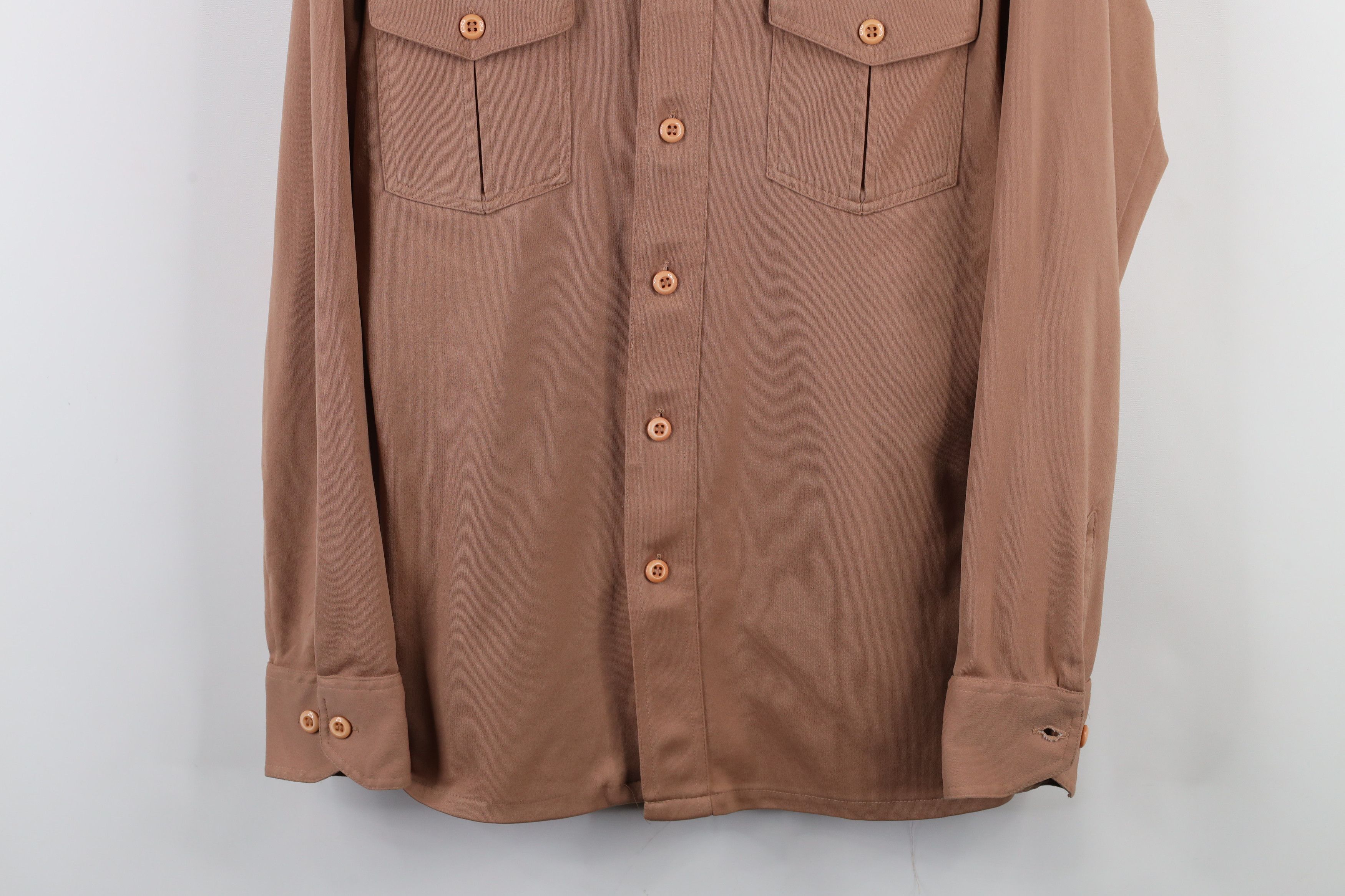 Vintage Vintage 70s Streetwear Long Sleeve Button Shirt Beige Size US M / EU 48-50 / 2 - 3 Thumbnail