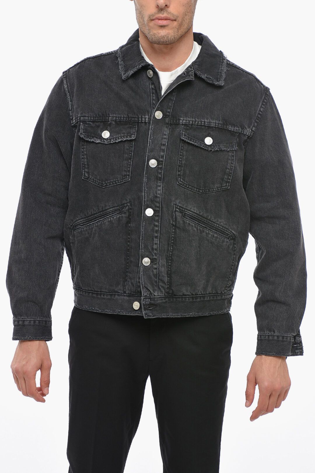 image of Isabel Marant Og1Mm0424 Jango Denim Jacket In Black, Men's (Size Small)