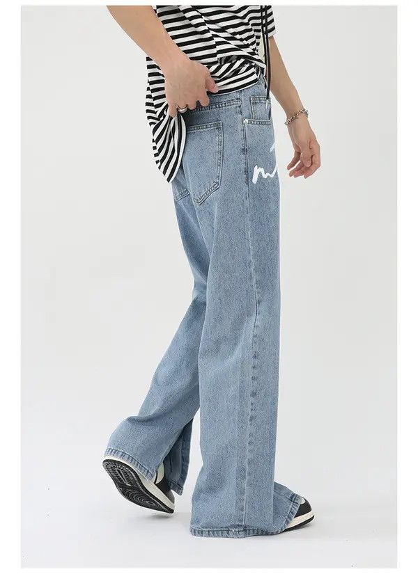 Japanese Brand Retro street print letter loose flared jeans y2k Size US 32 / EU 48 - 6 Thumbnail