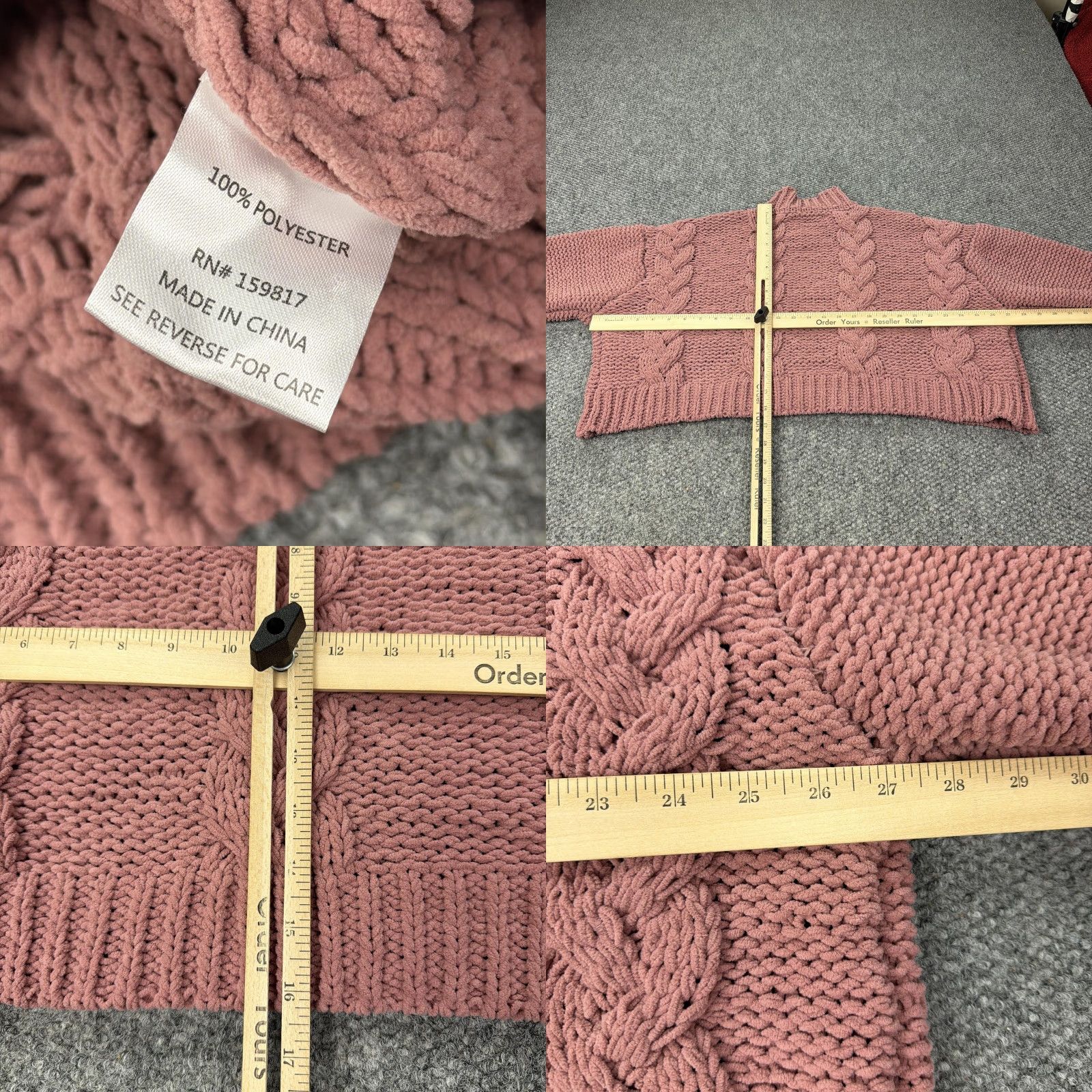 Vintage Altar'd State Womens Medium Pink Cable Knit Cropped Mock Neck Pullover Sweater Size M / US 6-8 / IT 42-44 - 8 Thumbnail