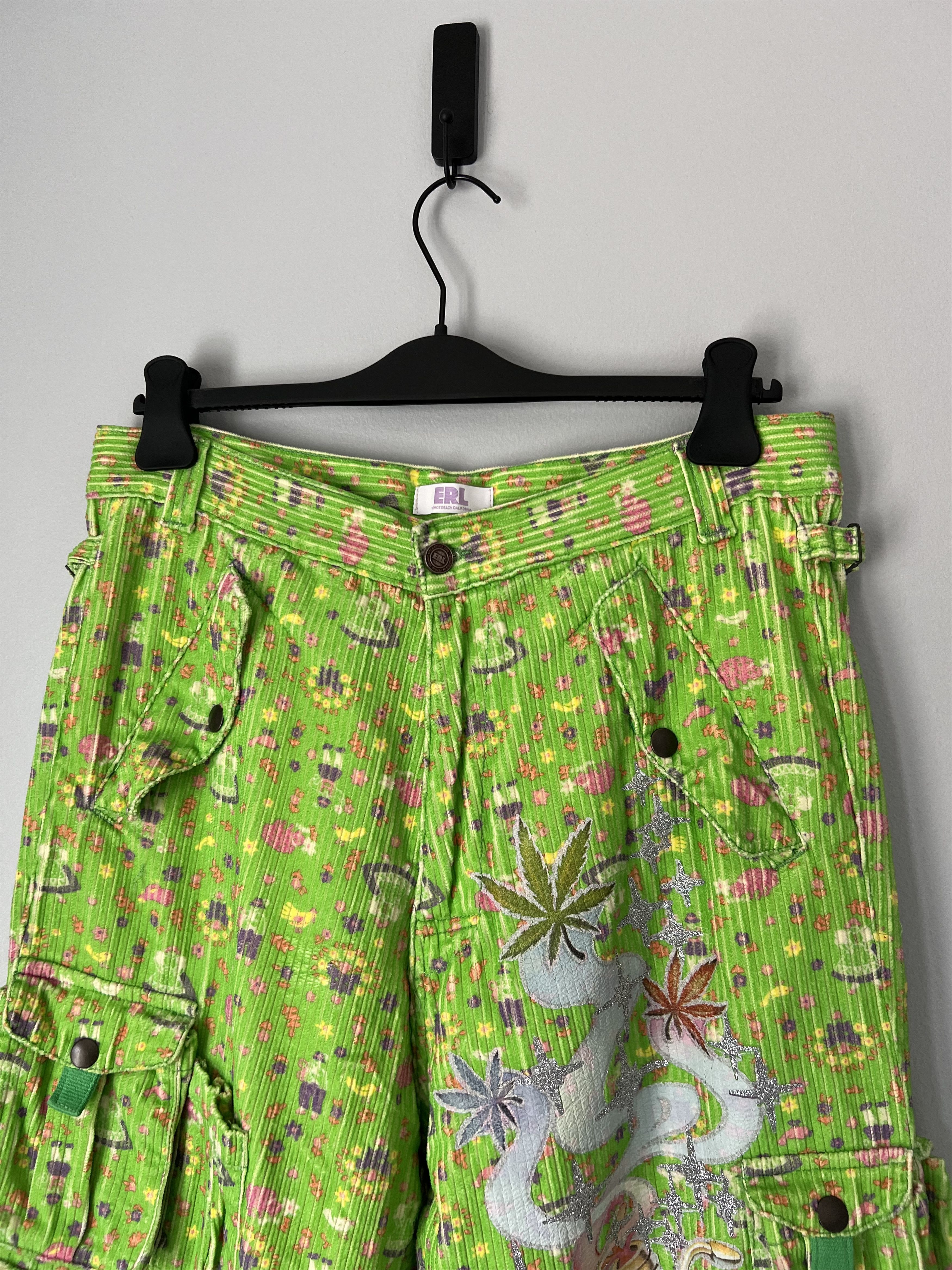 ERL ERL Printed Corduroy Cargo Pants in Green Size US 34 / EU 50 - 2 Thumbnail