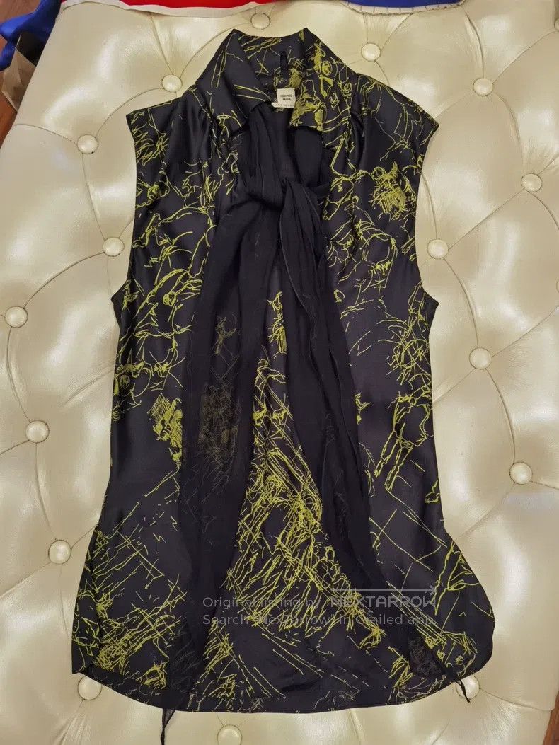 Hermes Hermes Ribbon-tied silk shirt top Size XS / US 0-2 / IT 36-38 - 2 Thumbnail
