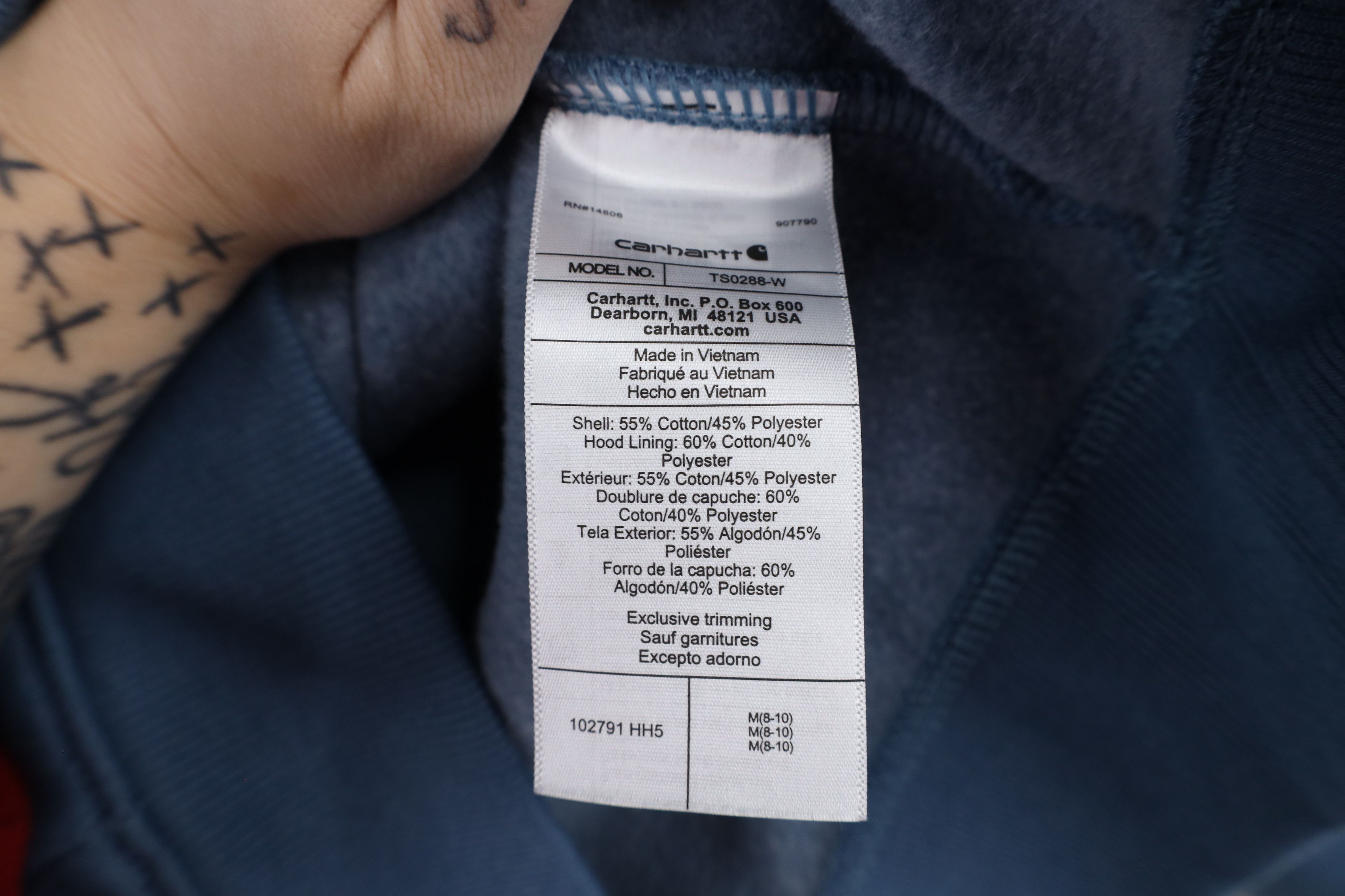 Carhartt × Vintage Vintage Y2K Carhartt Big Logo Hoodie Sweatshirt Blue Size M / US 6-8 / IT 42-44 - 9 Thumbnail