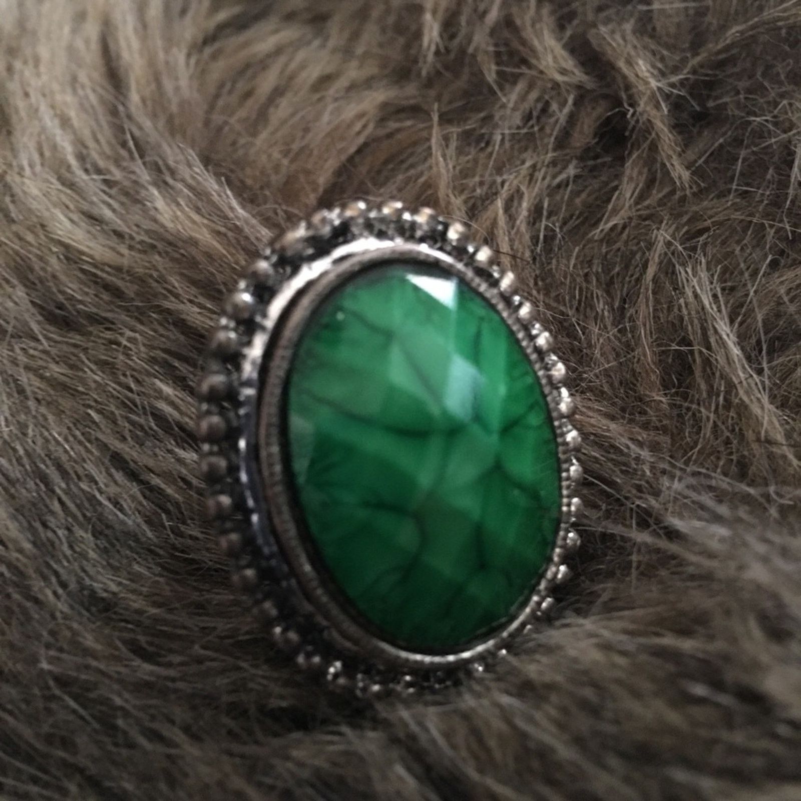 Vintage Vintage faceted veined glass adjustable ring Size ONE SIZE - 2 Thumbnail