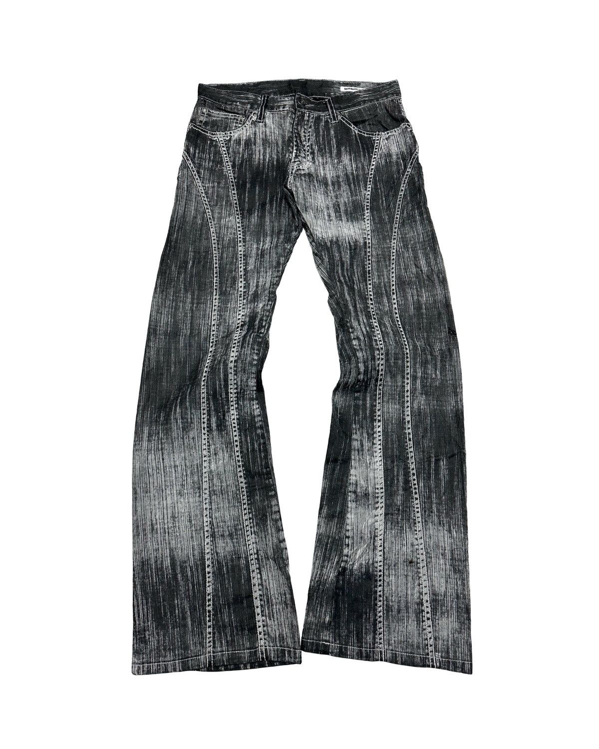 image of If Six Was Nine x Le Grande Bleu L G B Semantic Design Waxed Flared Denim Jeans in Grey (Size 29)