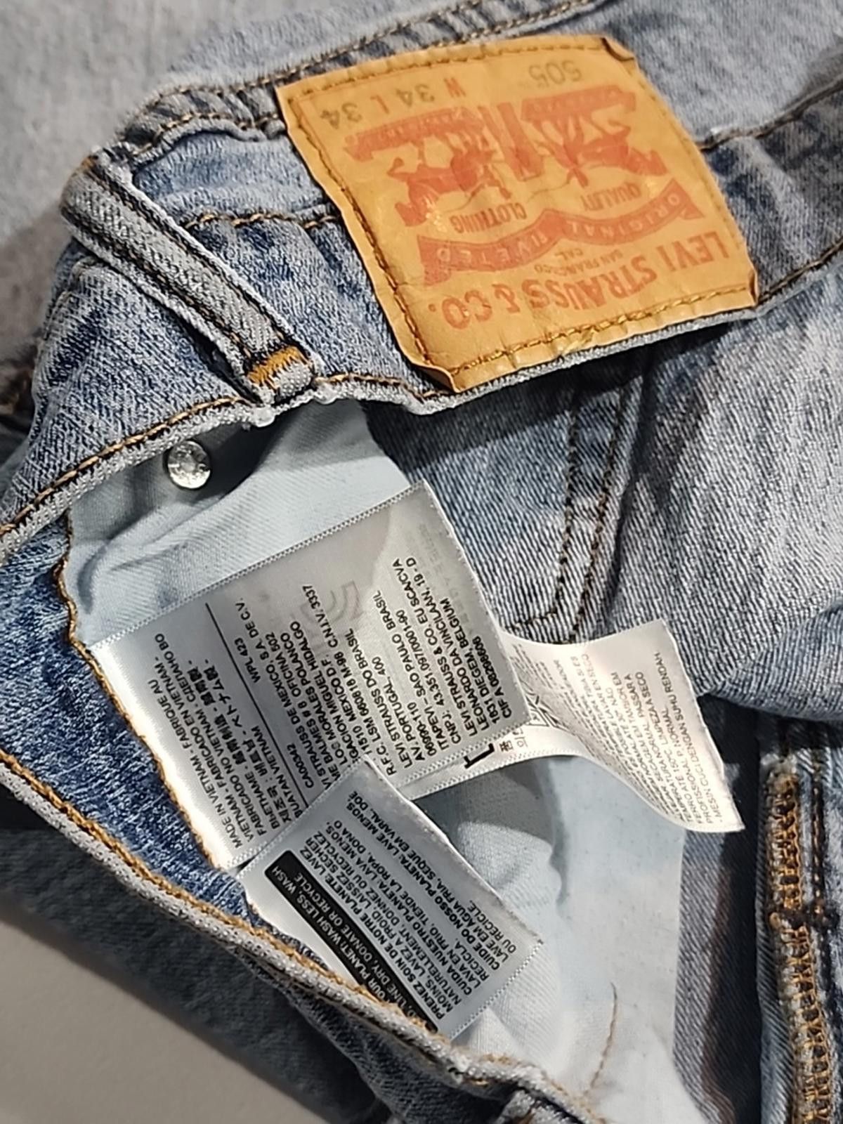Levi's Levi's 505 Mens Jeans Actual 34Wx33L Blue Denim Regular Fit Size US 34 / EU 50 - 9 Thumbnail