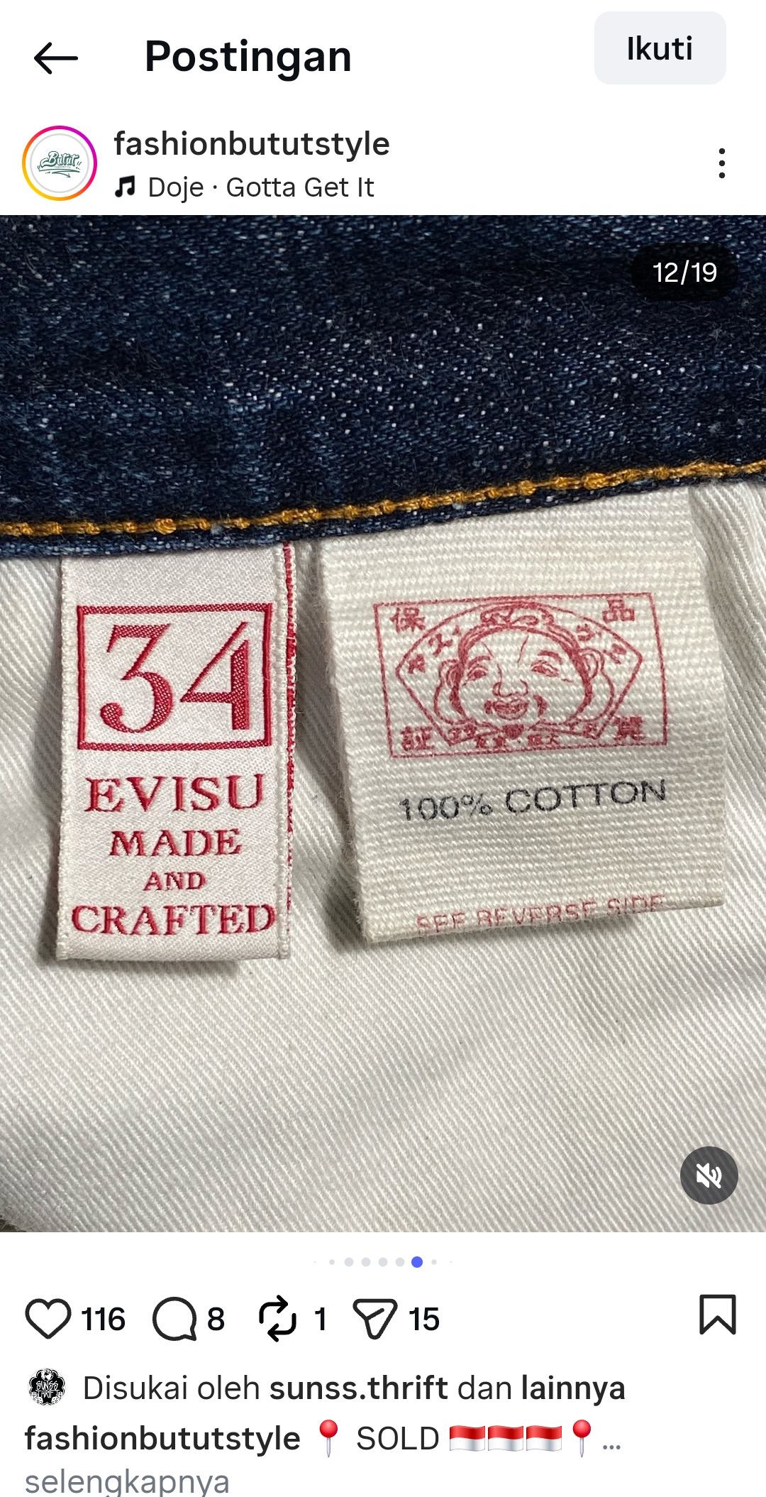 Evisu TRAVIS SCOOT EVISU MULTI POCKET DENIM JEANS LOT 0065 Size US 34 / EU 50 - 7 Thumbnail