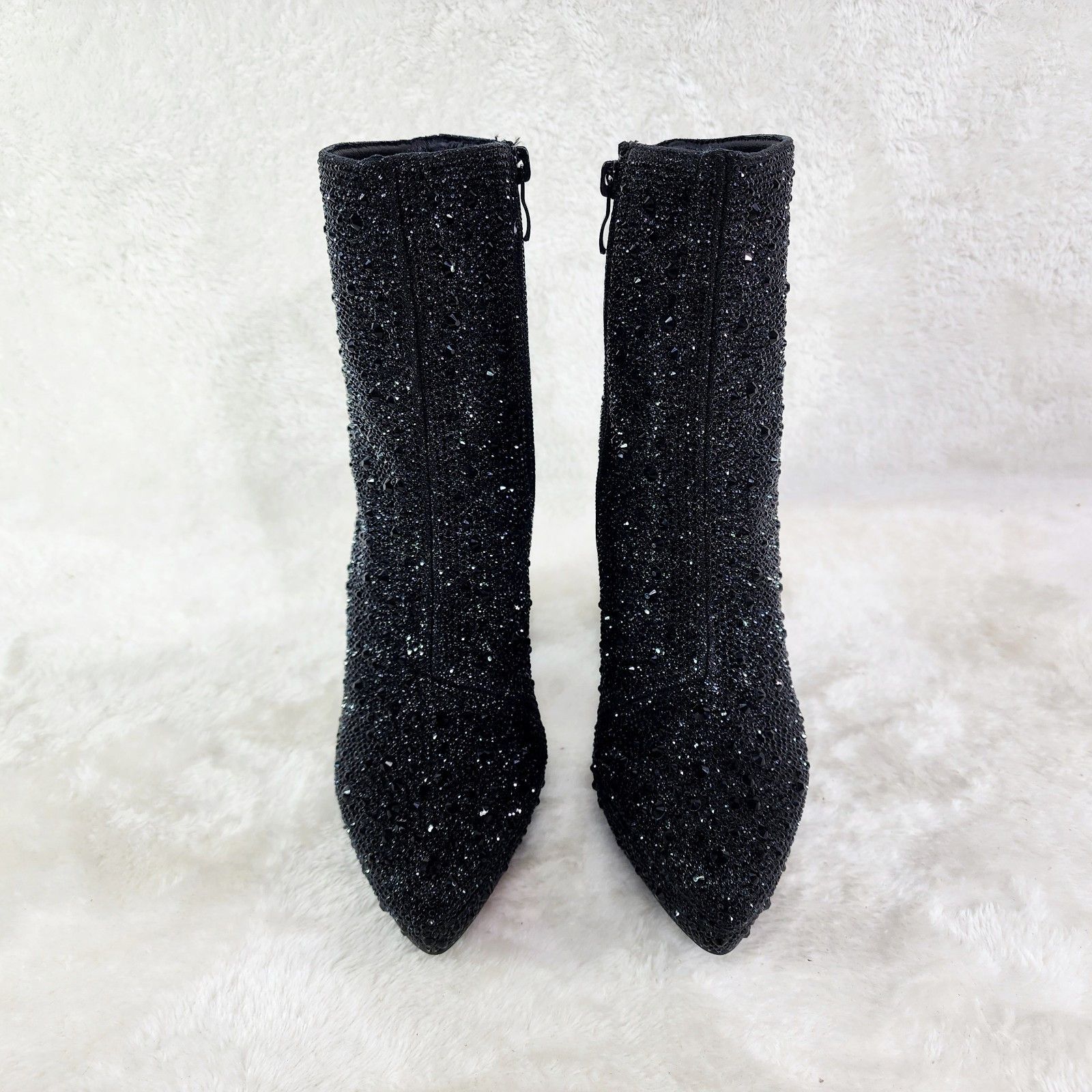Other Black Rhinestone 4.5" Block Heel Mini Platform Ankle Boots Size US 7.5 / IT 37.5 - 5 Thumbnail