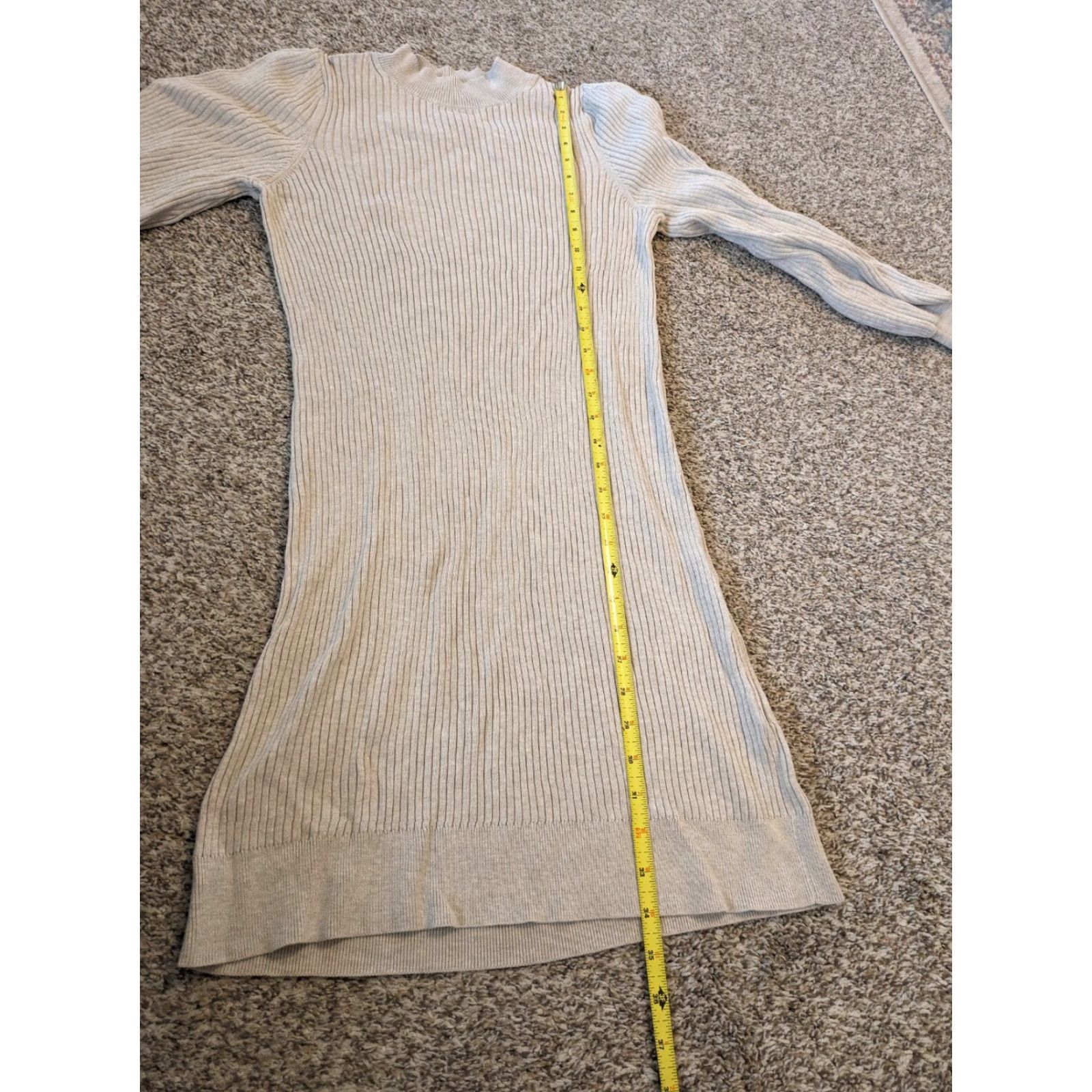 VINTAGE Banana Republic Sweater Dress Long Sleeve Mock Neck Women Size S  Brown Tan Knee Length 5D - www.threedaughtersproperties.com