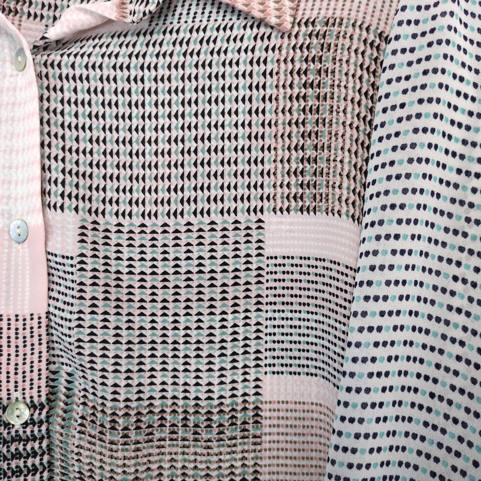 Other Rose & Olive Geometric Patchwork Print Button Up Shirt 2X Size XXL / US 16-18 / IT 52-54 - 10 Thumbnail