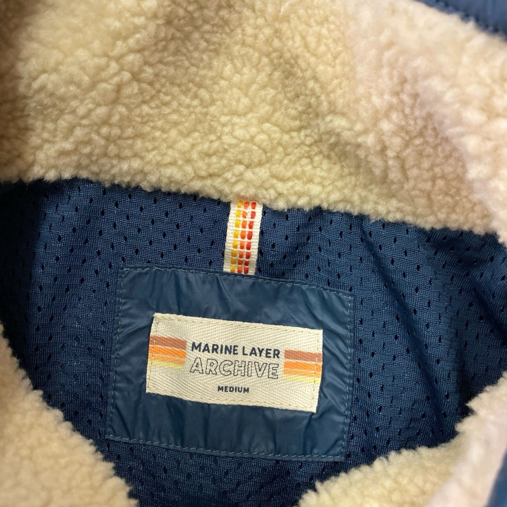 Marine Layer Marine Layer Bariloche Sherpa Jacket Mens Med Orion Blue Zip Up NEW Jacket Size US M / EU 48-50 / 2 - 3 Thumbnail