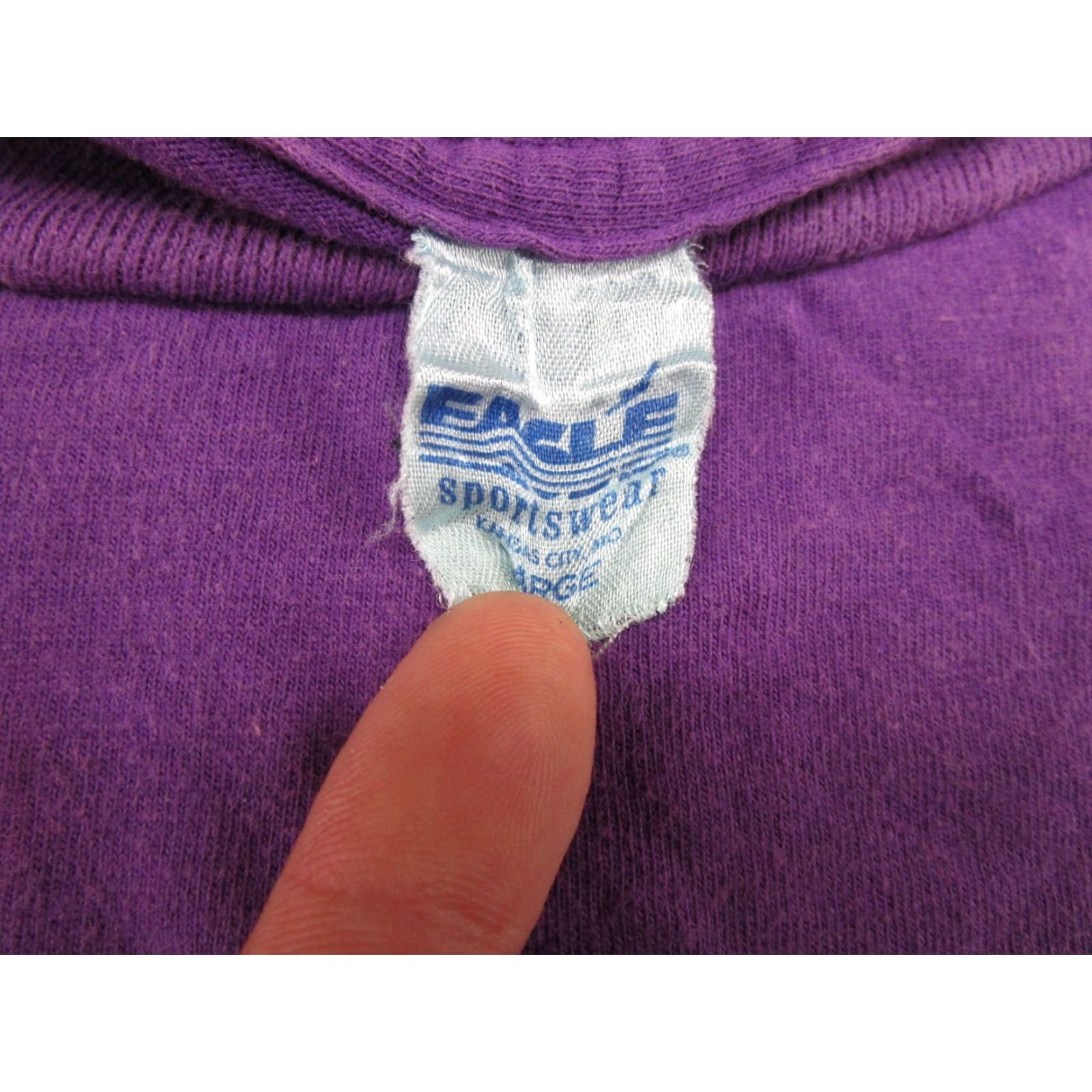 Vintage VINTAGE 90s Eagle Shirt Long Sleeve Men L Purple Cotton 90s Stitch Crew Neck Single Size US L / EU 52-54 / 3 - 3 Thumbnail
