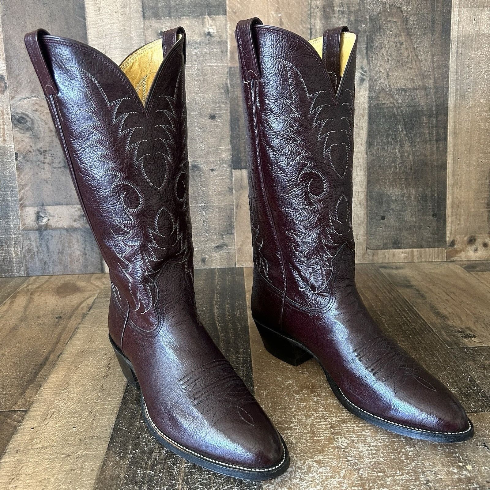 Nocona Boots Nocona Vintage Burgundy Western Cowboy Boots Mens 7.5 D Size US 7.5 / EU 40-41 - 3 Thumbnail