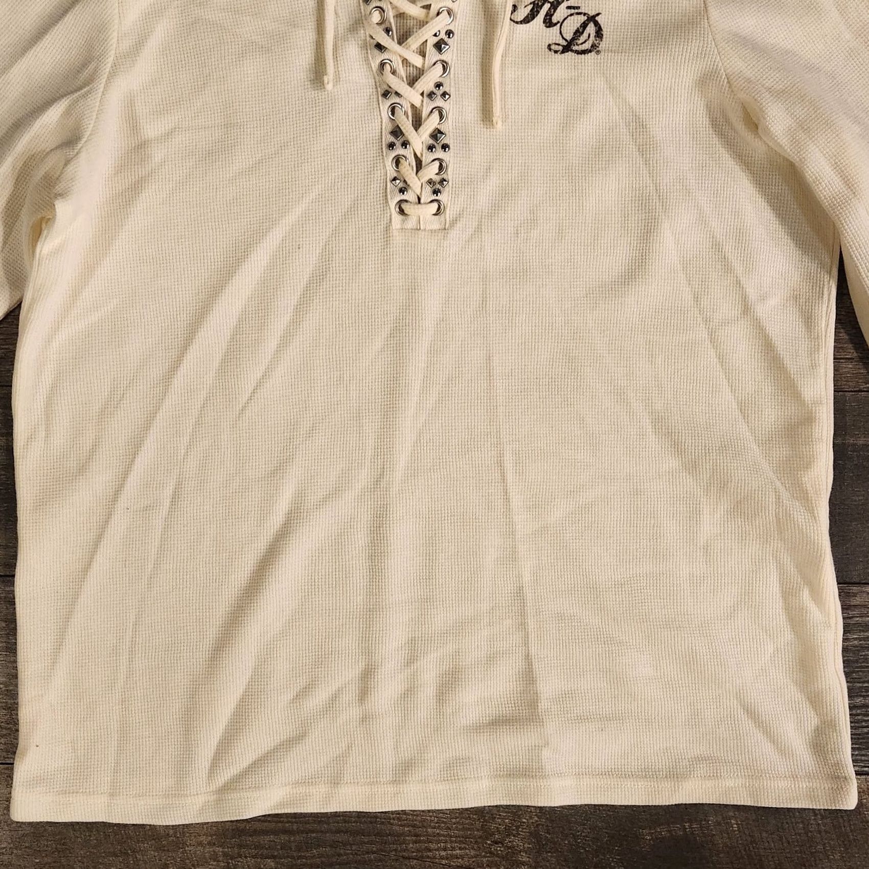 Harley Davidson Harley Davidson Hoodie Women's 2XL Waffle Knit Laced Studded Skull White Henley Size XXL / US 16-18 / IT 52-54 - 6 Thumbnail