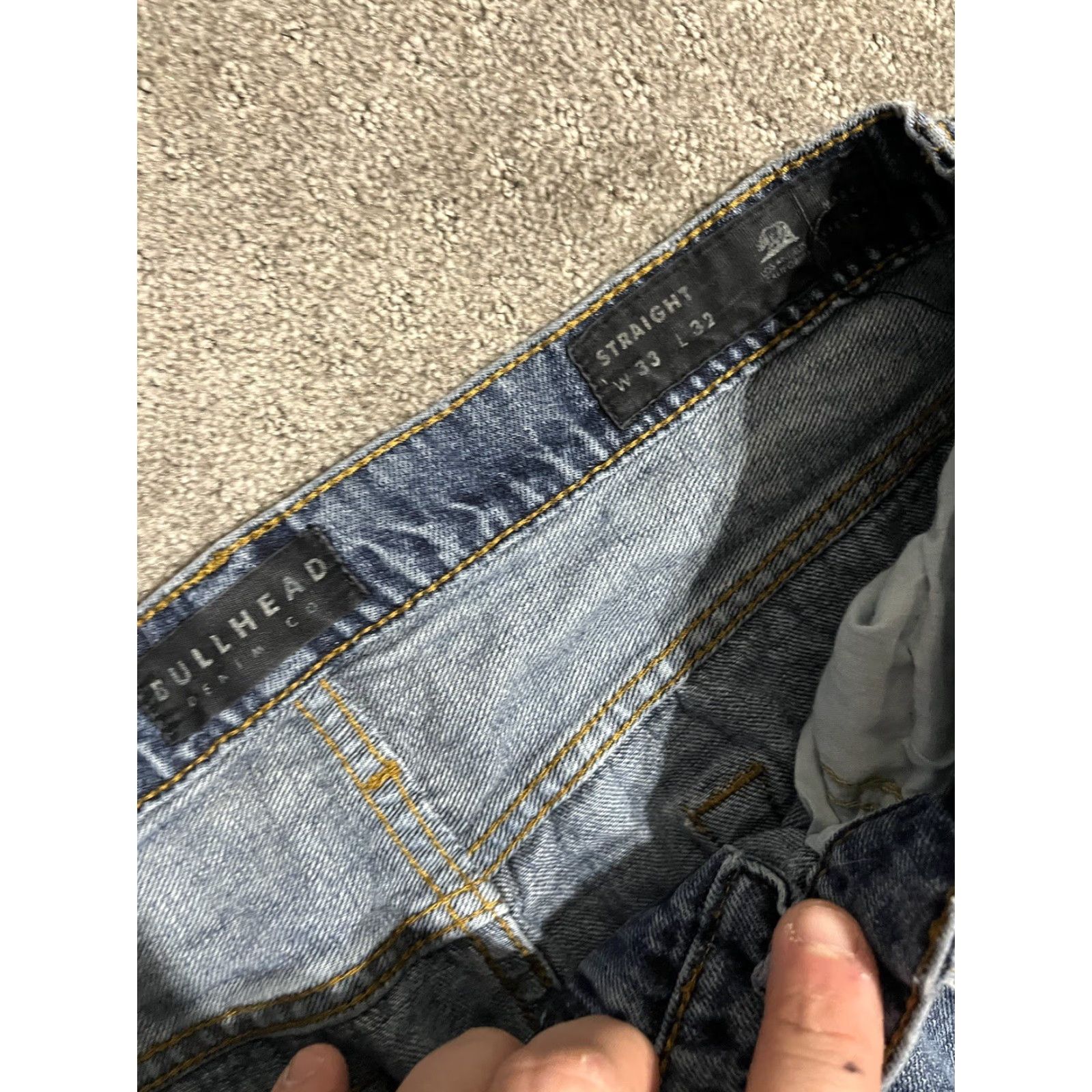 Denime Bullhead Jeans Mens Straight 33x32 Denim Dark Blue 5-Pocket City Grunge USA 90s Size US 33 - 5 Thumbnail