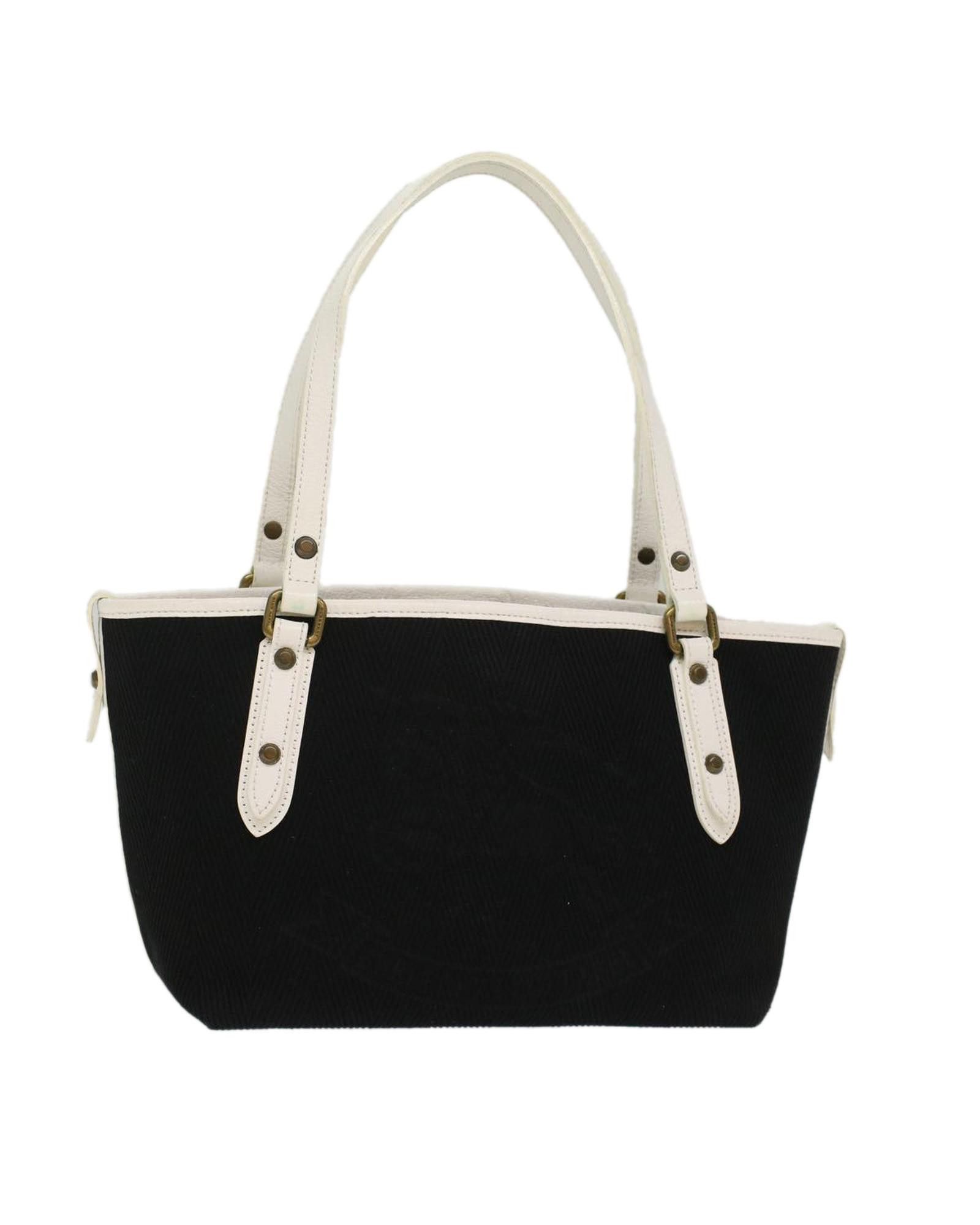 image of Burberry Canvas Leather Black Tote Bag, Women's