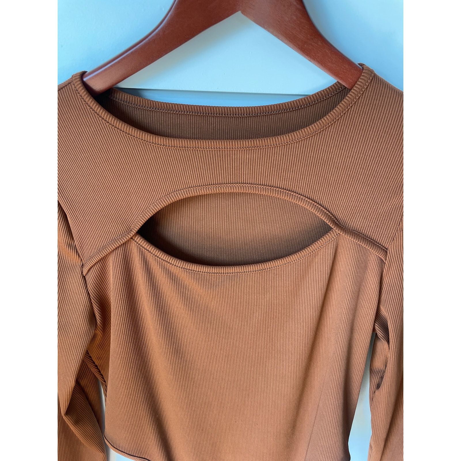Shein Shein Brown Ribbed Cut Out High Rise Bodysuit, L Size L / US 10 / IT 46 - 3 Thumbnail