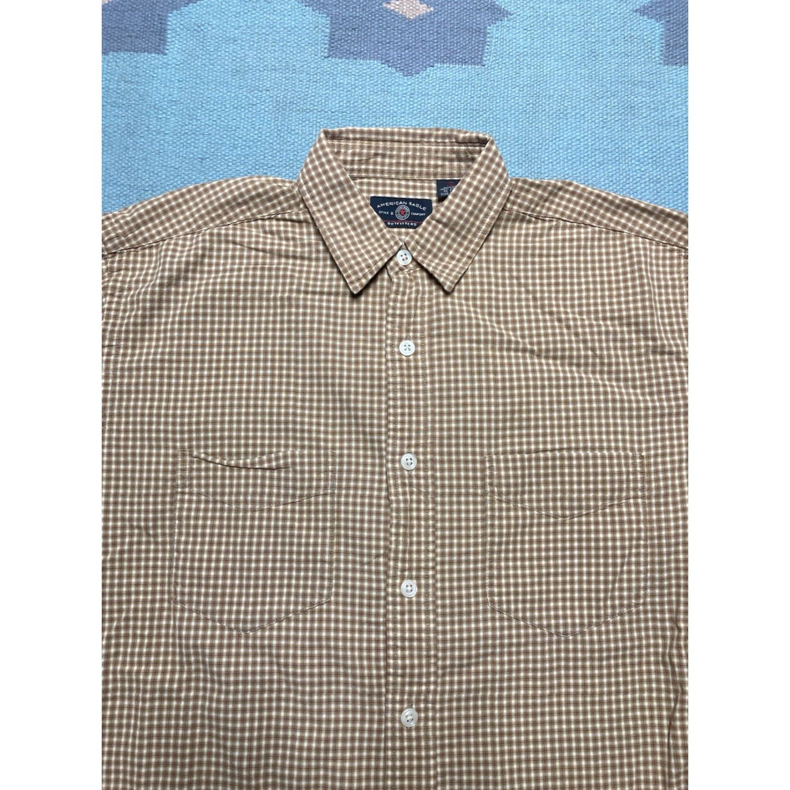 American Eagle Outfitters VINTAGE American Eagle Outfitters Button-Up Shirt Plaid Lightweight Cotton Long Sleeve Small Mens Shirt Size US S / EU 44-46 / 1 - 2 Thumbnail