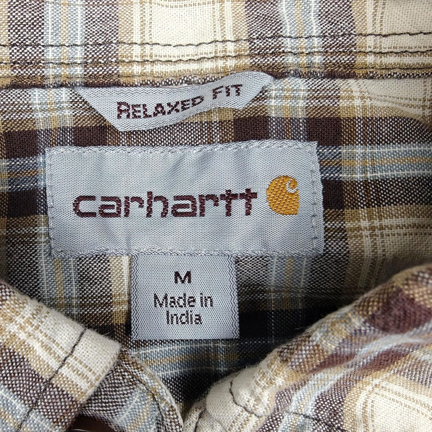 Carhartt Carhartt Shirt Mens M Beige Plaid Cotton Long Sleeve Button-Up Workwear Size US M / EU 48-50 / 2 - 3 Thumbnail