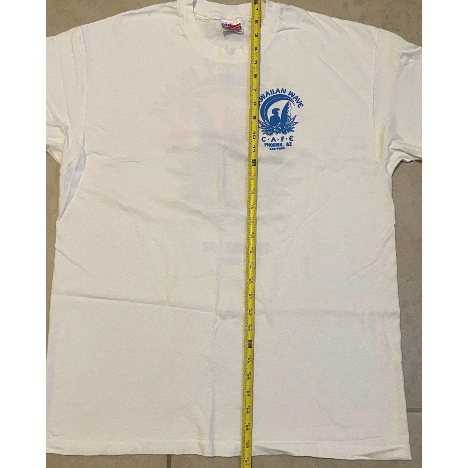 Vintage VINTAGE 90s Hawaiian Wave Cafe Phoenix Arizona Shirt XL White Surf Skate Grunge OP Men T-Shirt Pattern Striped Short Sleeve Single Stitch USA Size US XL / EU 56 / 4 - 8 Thumbnail