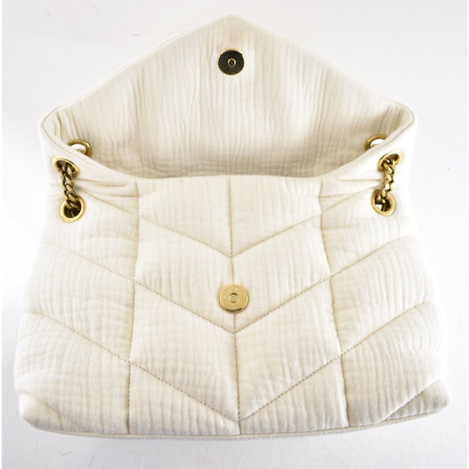 Yves Saint Laurent Saint Laurent YSL Cotton Twill White Shoulder Crossbody Bag Size ONE SIZE - 17 Thumbnail