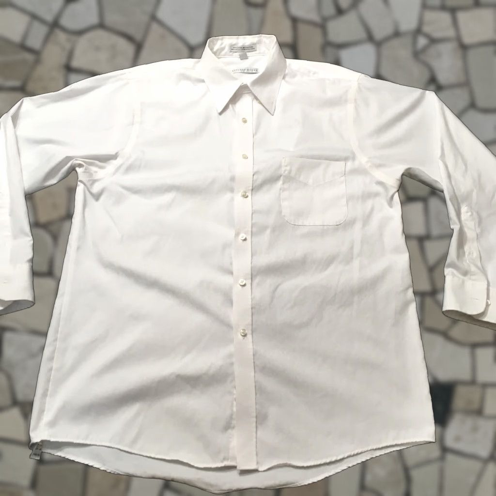 Geoffrey Beene VINTAGE Geoffrey Beene Shirt 80s White Large Collar Dress Casual L Cotton Long Sleeve 17x34 Mens Boys Womens? Size 42R - 1 Thumbnail