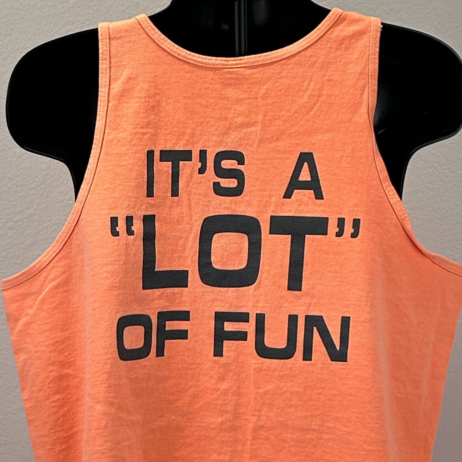 Fruit Of The Loom Vintage 90s Park Here Its A Lot of Fun Tank Top Orange L Size US L / EU 52-54 / 3 - 7 Thumbnail